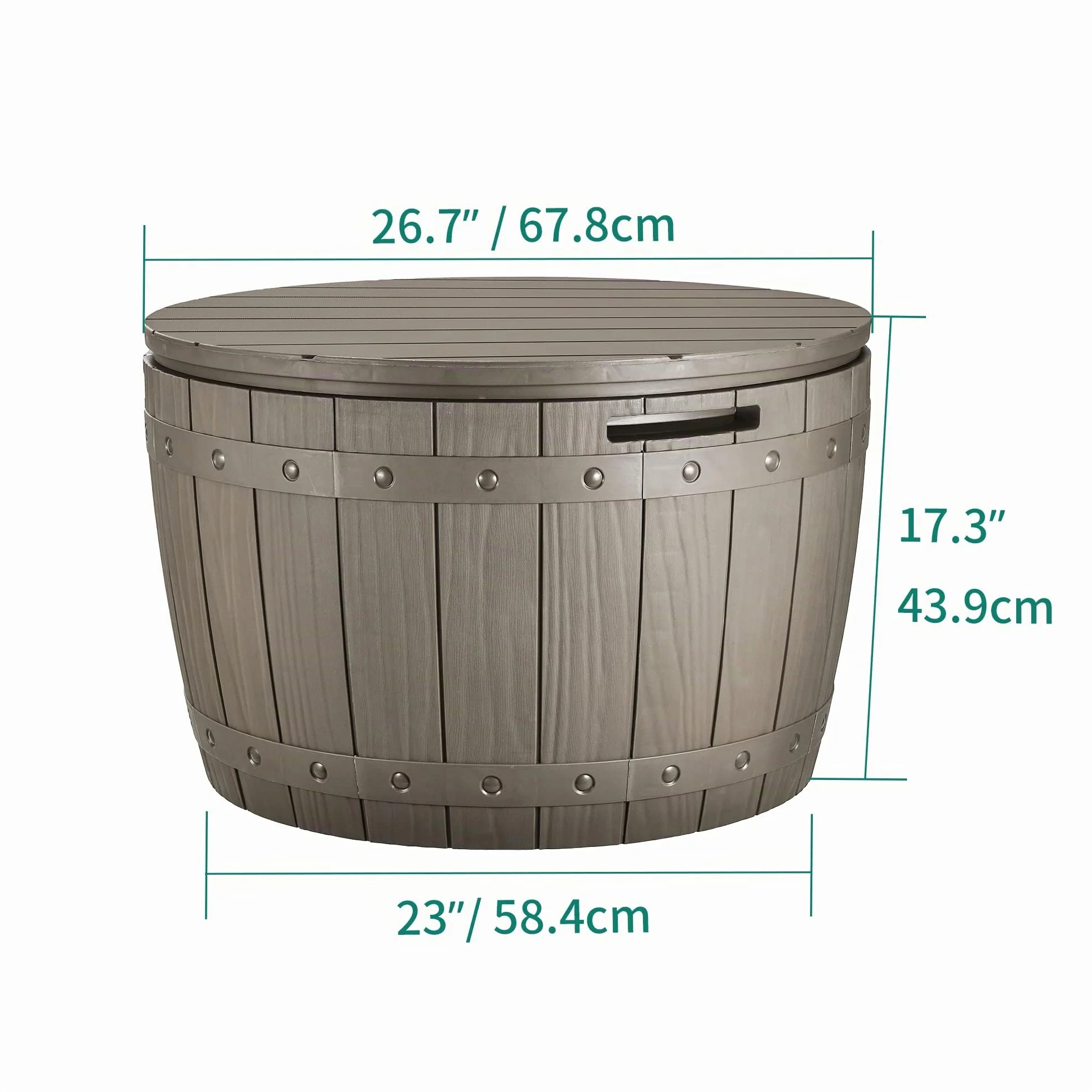 YITAHOME Coffre de Rangement Ronde 127L, Boîte Extérieure Imperméable Résine, Marron Clair