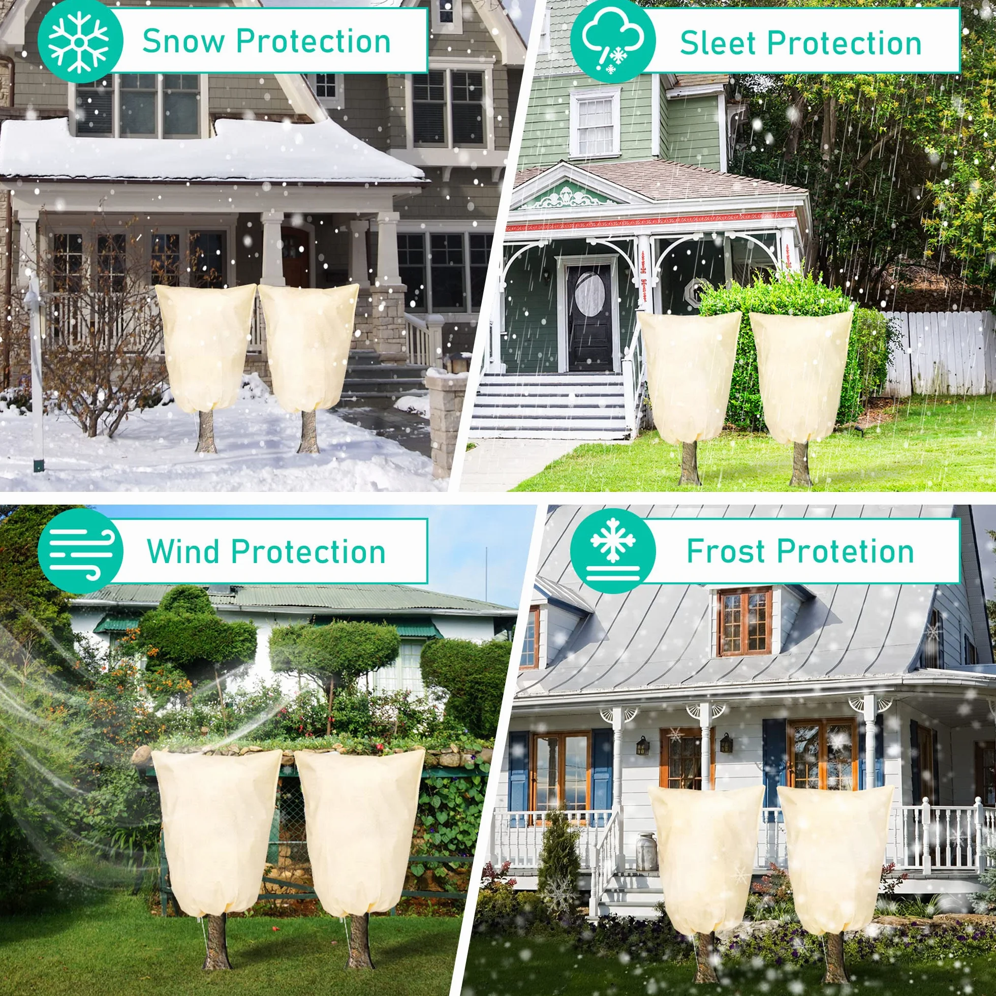 Housses de Protection pour Plantes Verdenu 100x80cm 90g/m² Sac avec Fermeture éclair et Cordon de Serrage