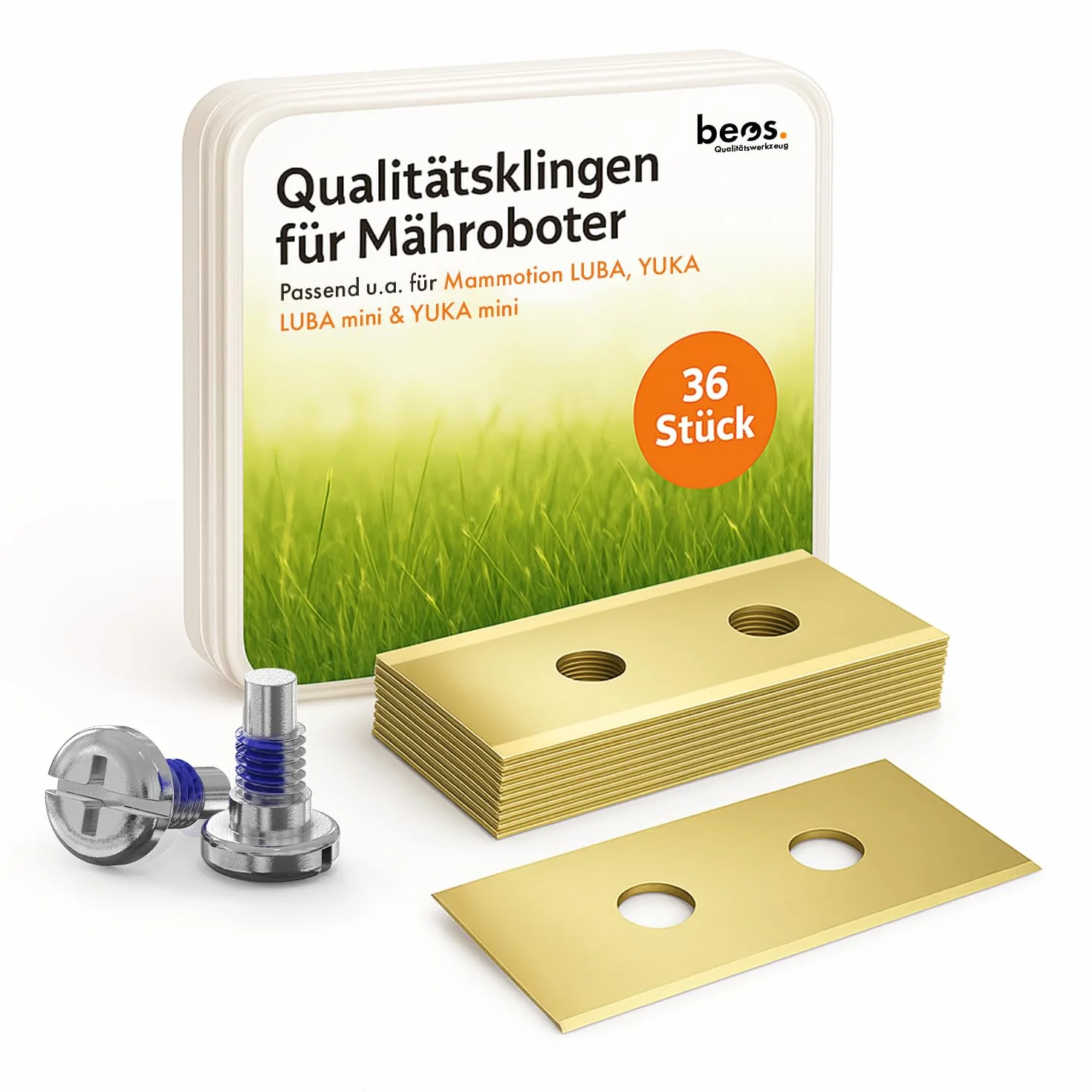BEOS 36 Lames de Rechange Premium Titan avec Vis Sécurité Compatibles Mammotion LUBA LUBA 2 YUKA