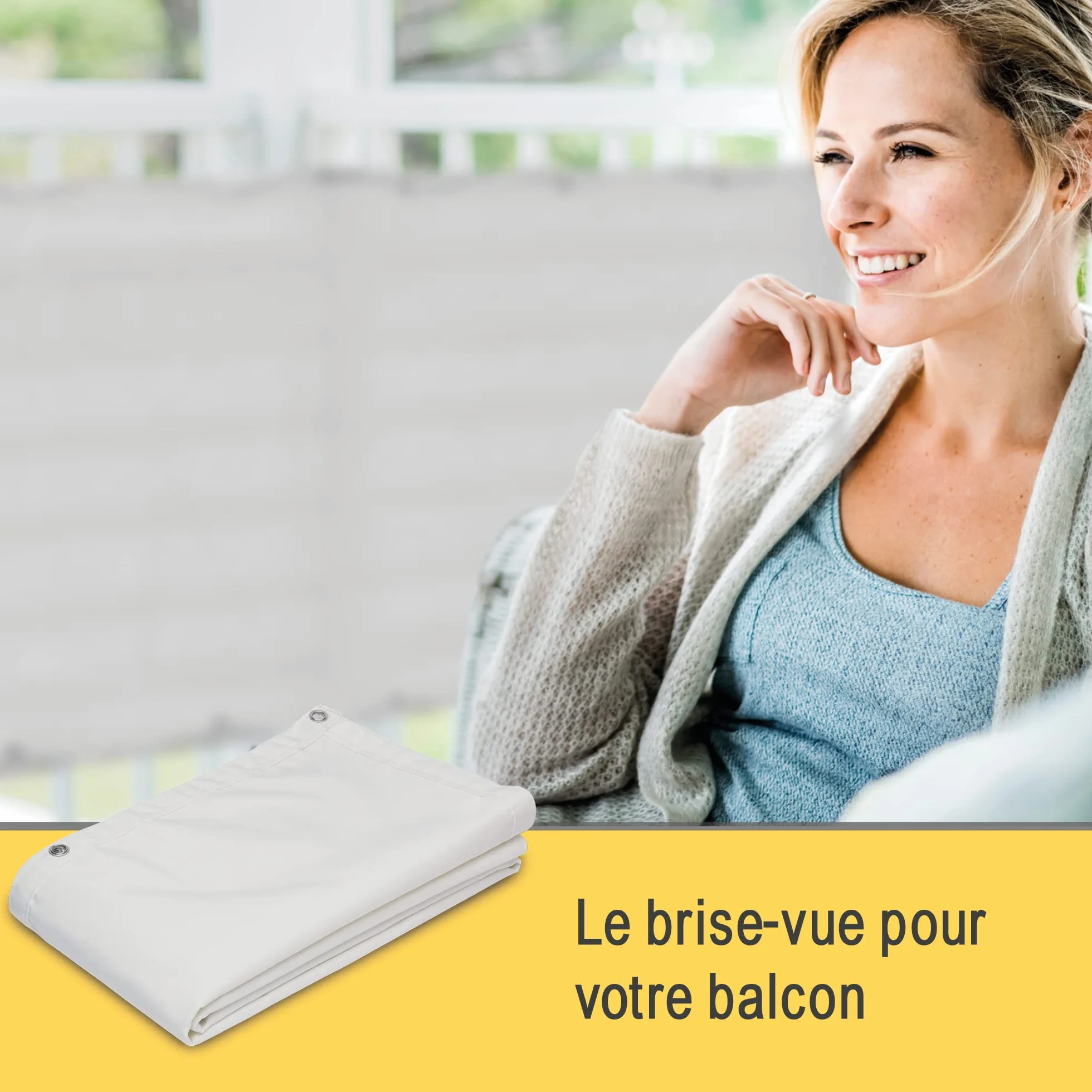 Sol Royal Brise Vue Balcon Extérieur PES SolVision PB2 90x300 cm Blanc Protection UV 160 g/m²