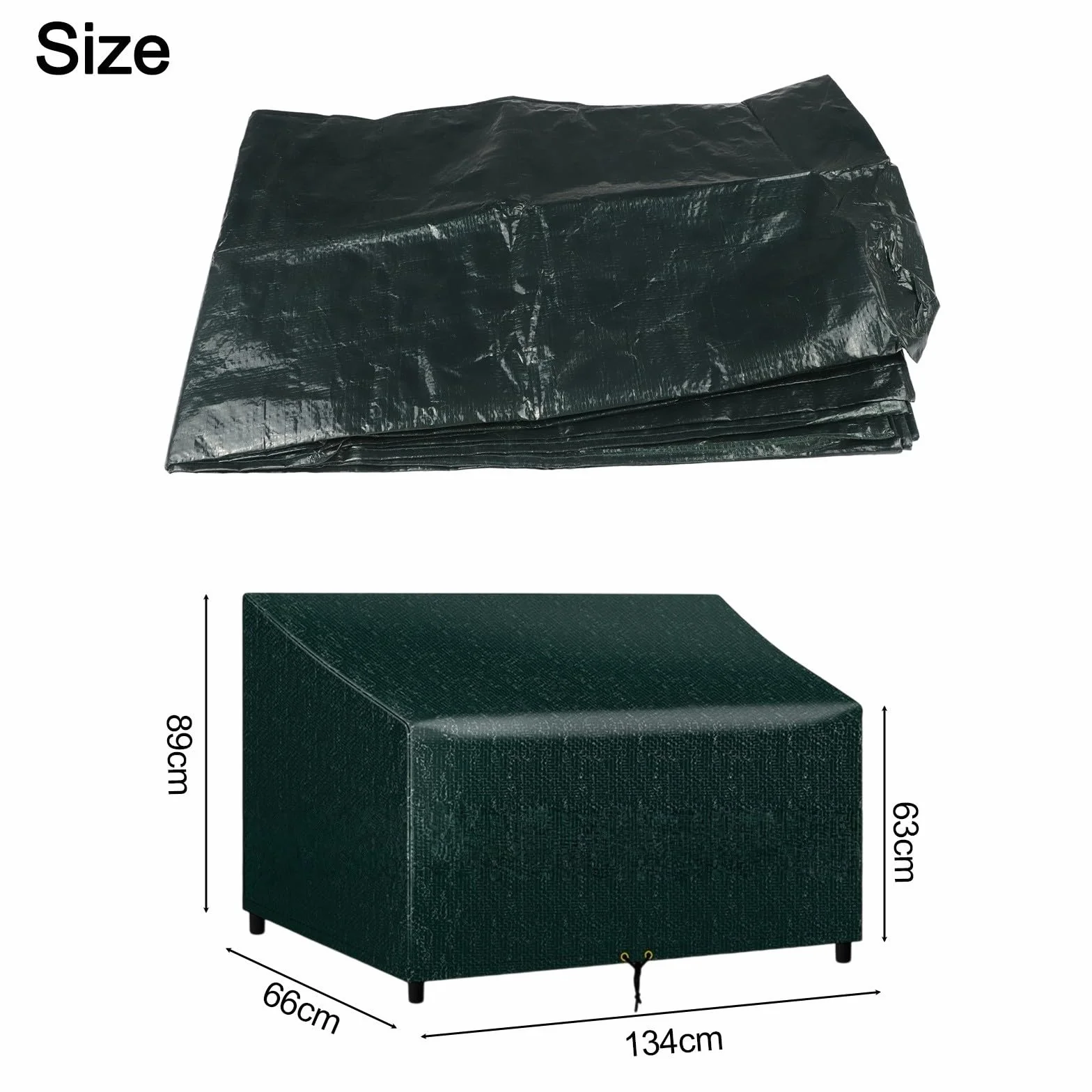 Housse de banc imperméable polyéthylène 134x66x63/89 cm protection anti-poussière cordon serrage réglable