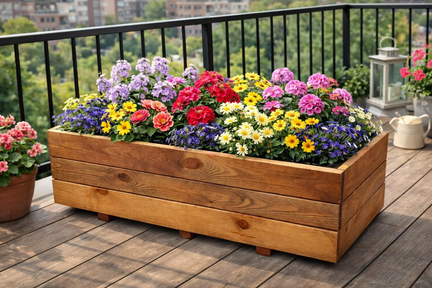 FKL DESIGN Home Deco Jardinière en Bois 80x40x30 cm D28 Teck