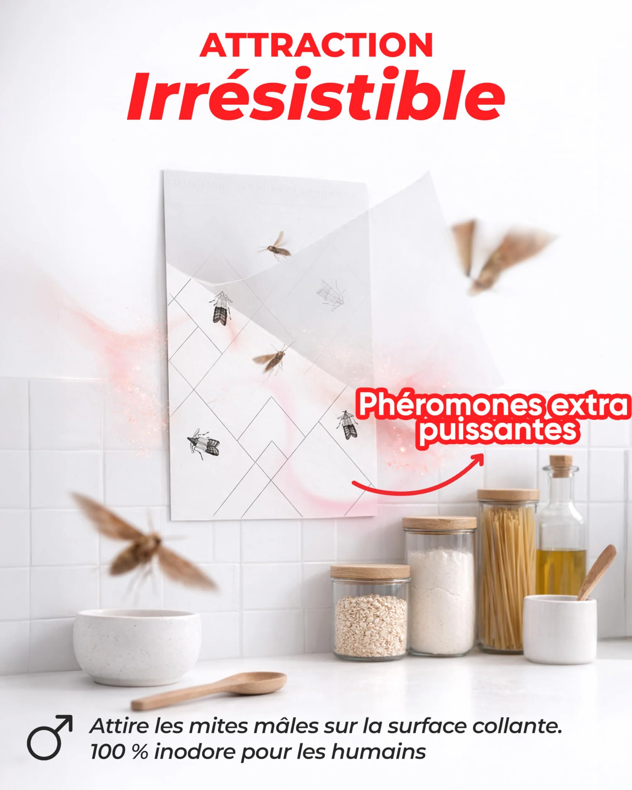 PIC Pièges à Mites Alimentaires 6 Pièges Anti Mites avec Phéromones pour Cuisine Placard Garde-Manger Protection 8 Semaines