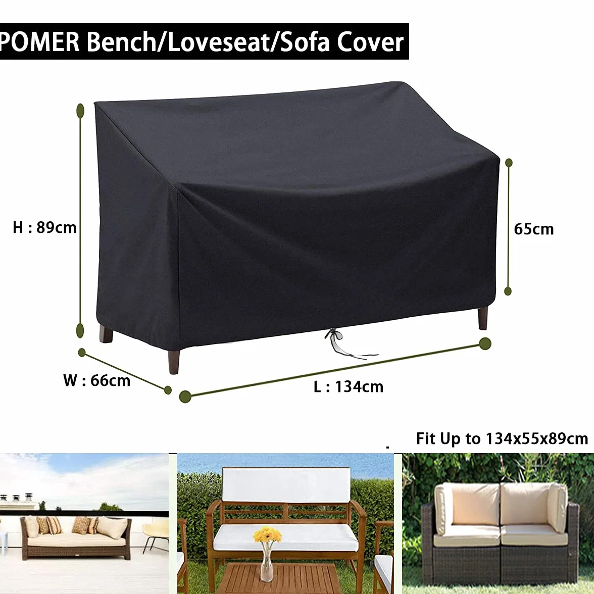POMER Housse de banc de jardin 2 places imperméable anti-UV pour canapé 2/3 places