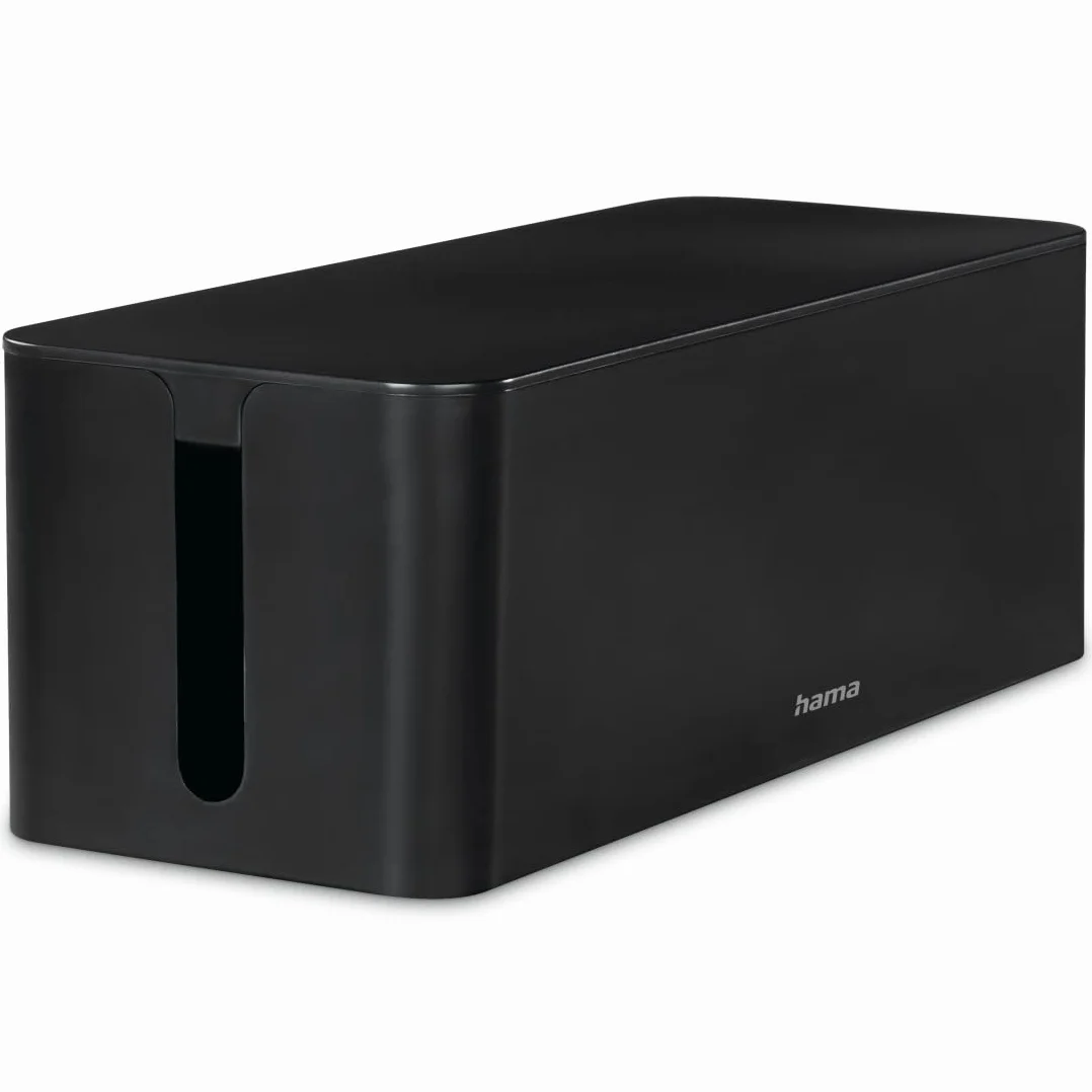 Hama Boîte pour câbles Maxi (Boite Rangement pour Cables chargeurs et multiprises, boitier Cache câbles 40x15,5x13,5cm, Pieds en Caoutchouc) Noir