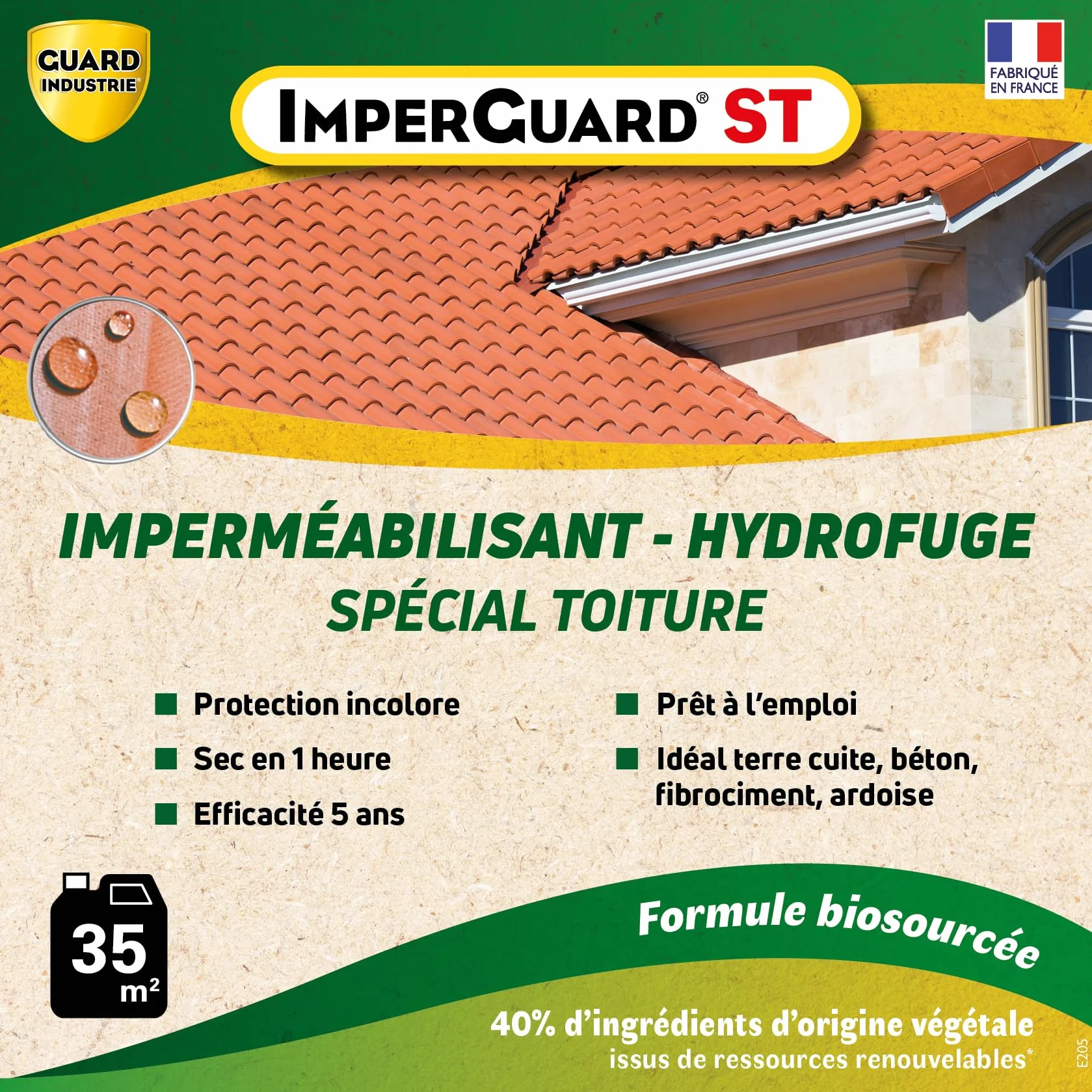 Imperméabilisant Toit Incolore Haute Performance –ImperGuard Spécial Toit-Toute Tuile-5 ans-Sec 30 min -5L-50 m2