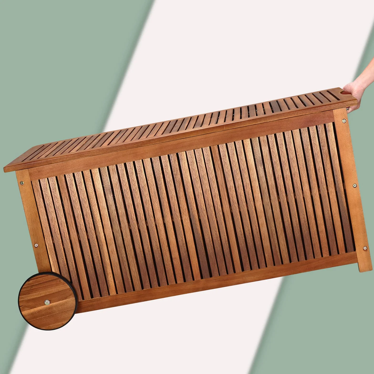 Casaria Coffre de rangement en bois 350 L roues poignée capacité charge 160 kg Jardin