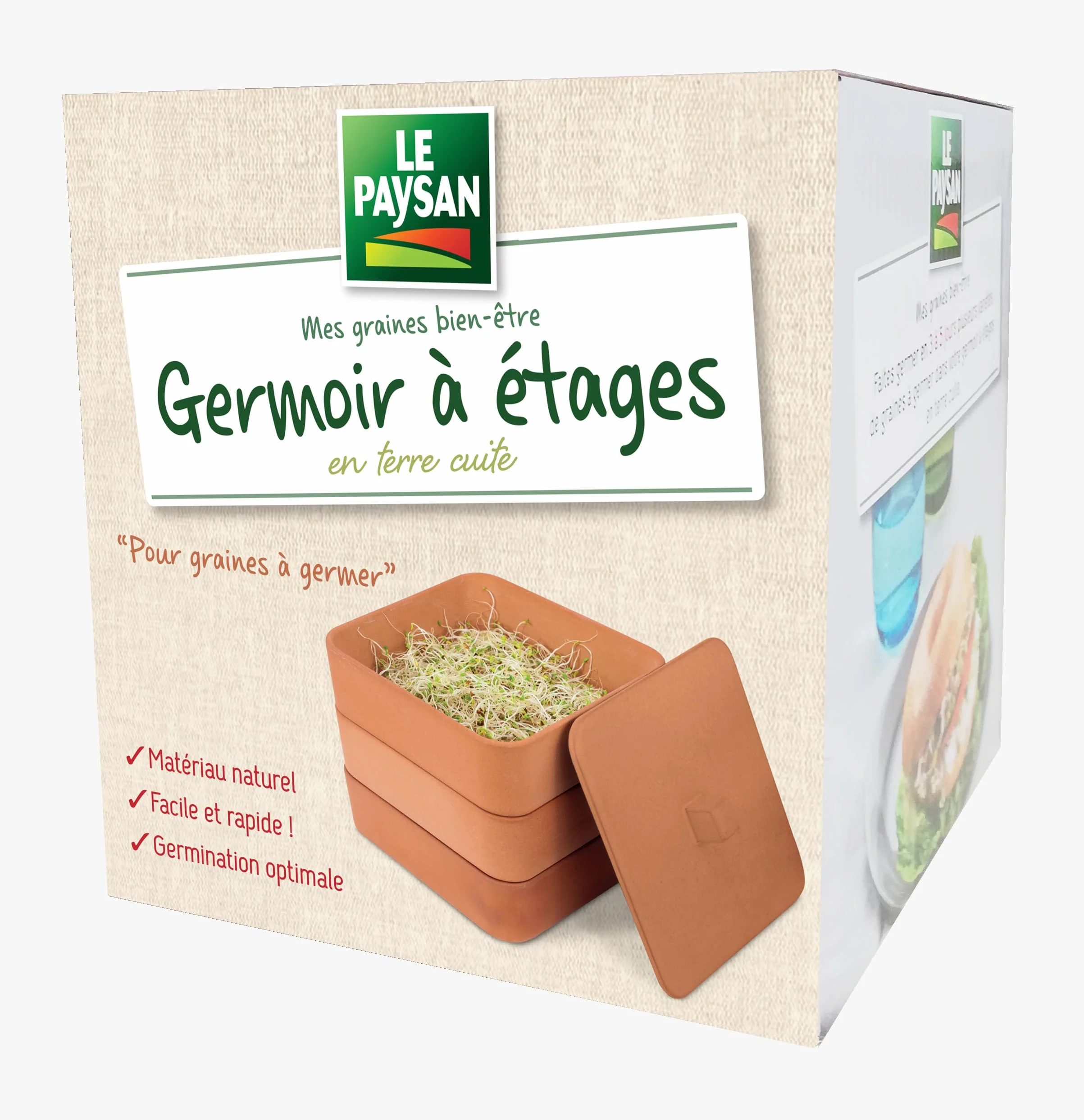 Germoir à Étages en Terre Cuite pour Culture Intérieure 16x16x17 cm 2,5 kg