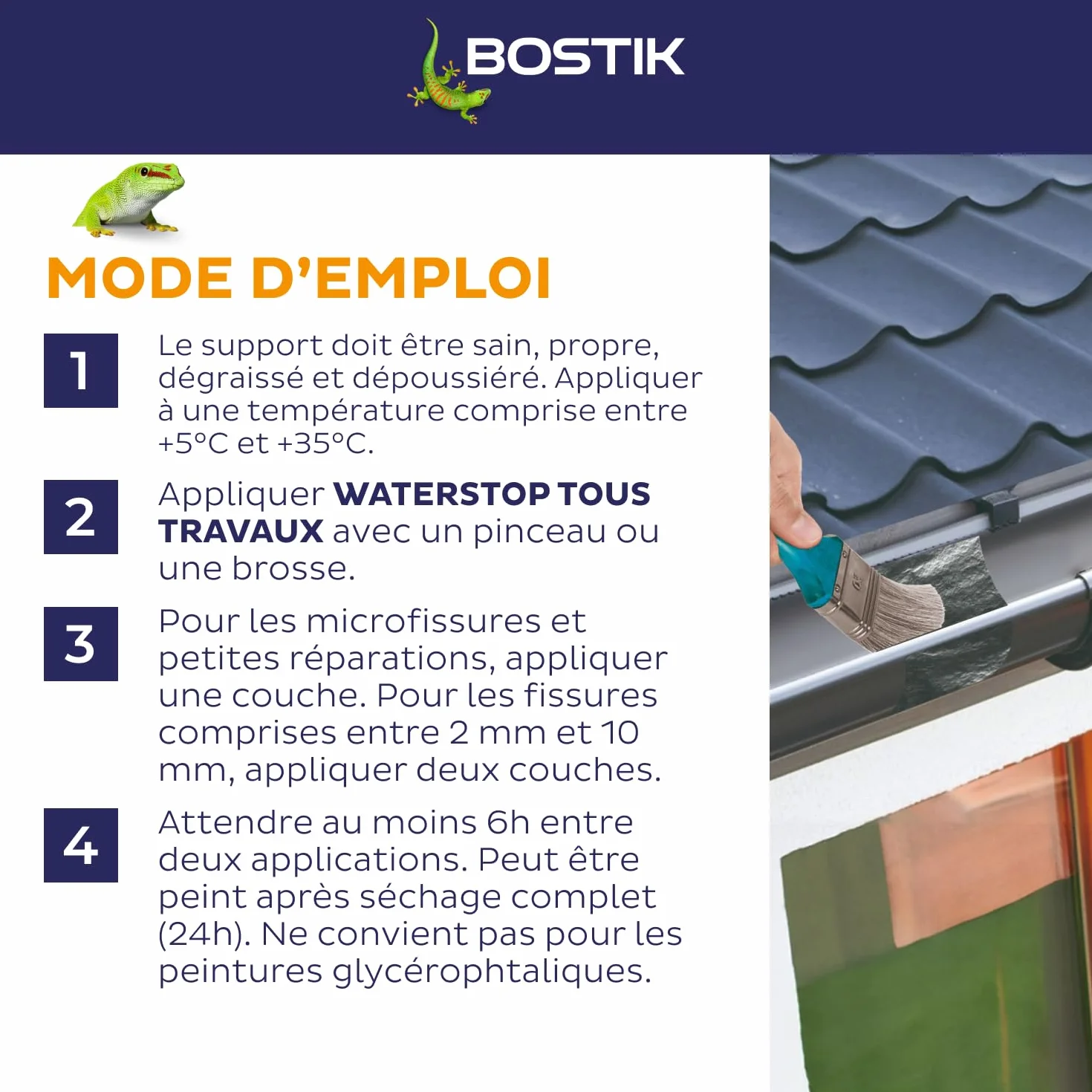 Bostik Waterstop Gris 1 kg – Membrane d’Étanchéité Toiture, Gouttières & Murs – Répare Fuites, Infiltrations & Fissures – Résistant UV & Intempéries
