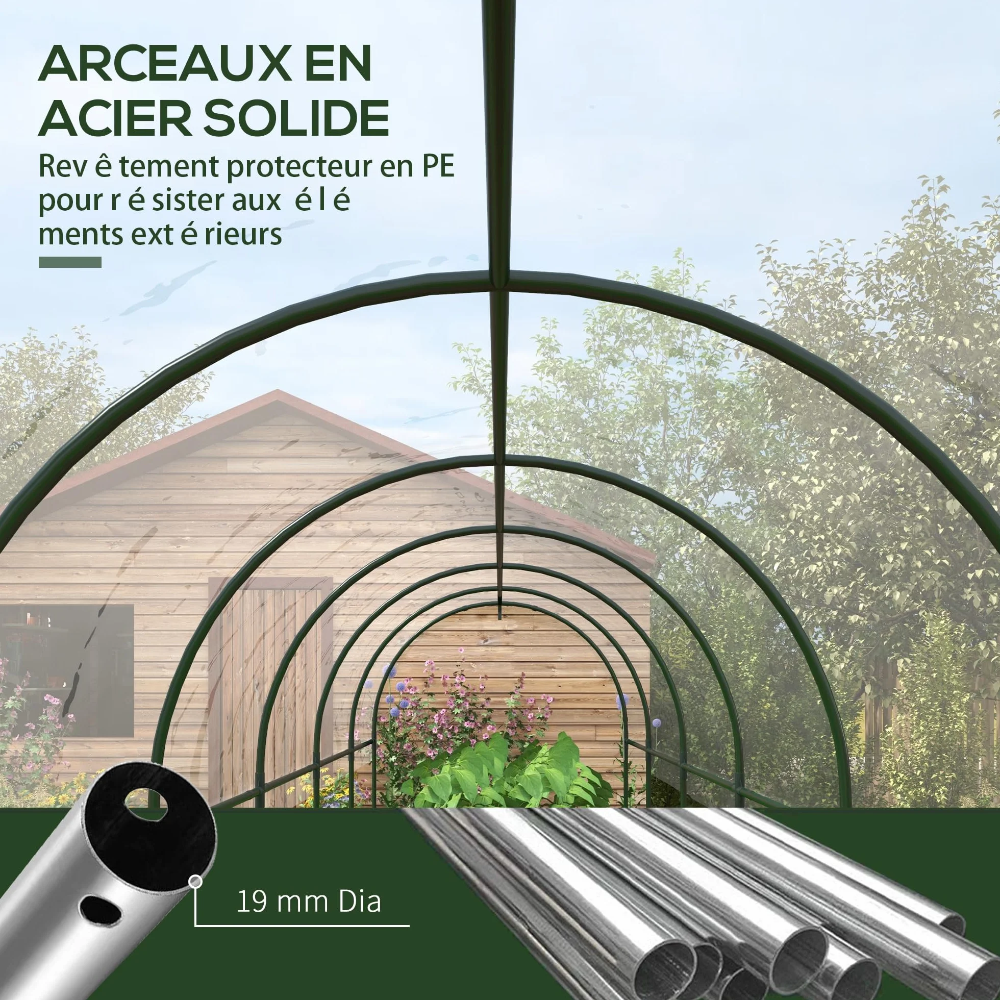 Outsunny Serre de Jardin 600 x 123 x 171 cm Transparent bâche renforcée châssis en Acier