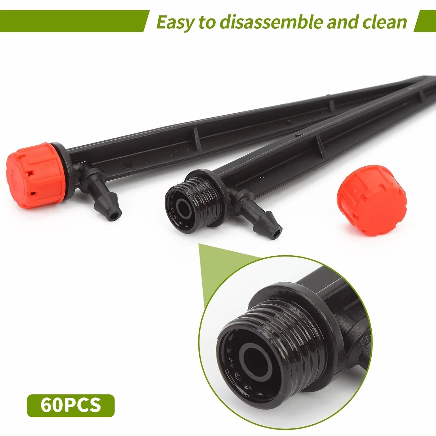 KAHEIGN 60Pcs Goutteurs d'eau D'irrigation, Émetteurs Goutte à Goutte Réglables 360 Degrés pour Tube 4mm/7mm