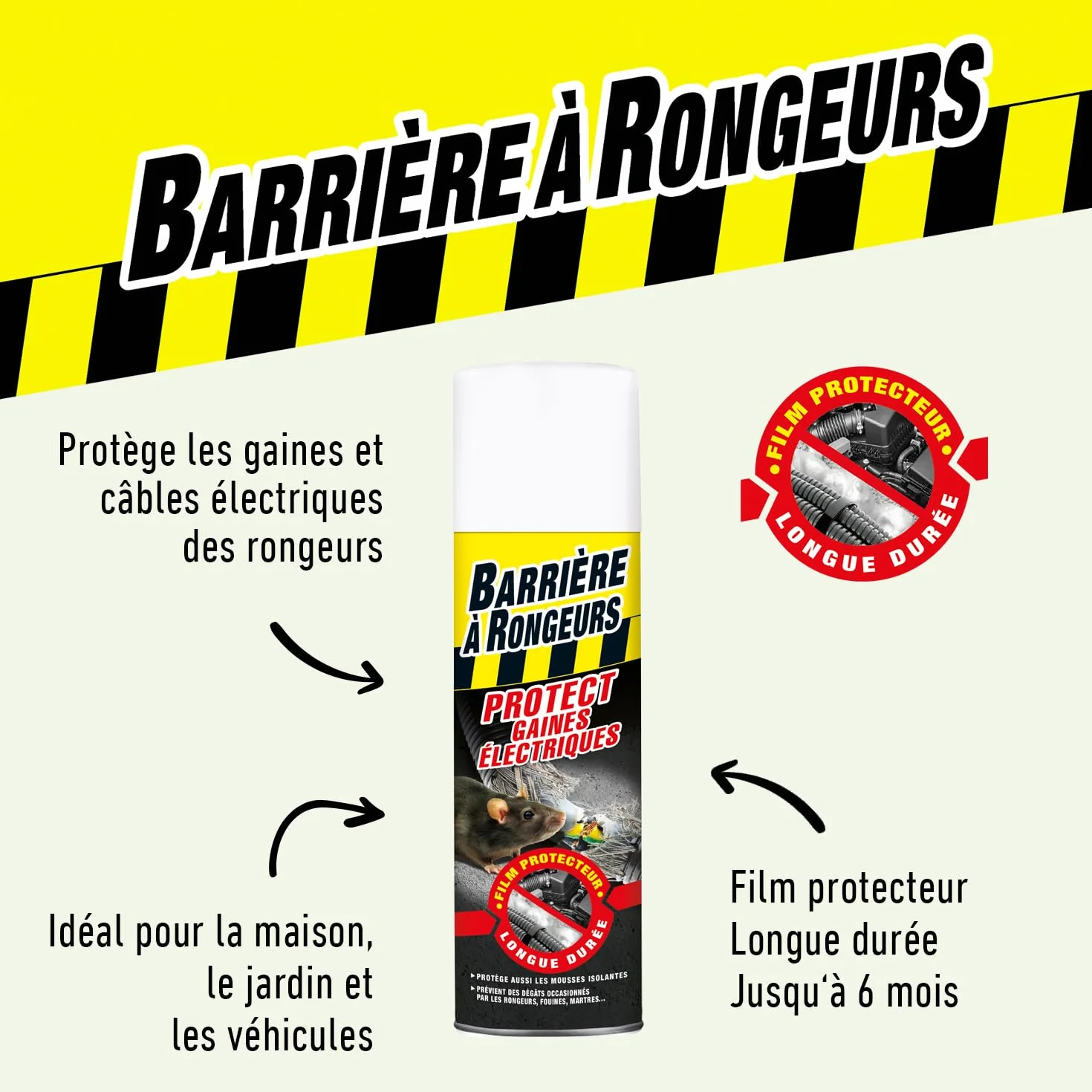 Barrière à Rongeurs Résine Protect Gaines Électriques Aérosol 400 ml Noir