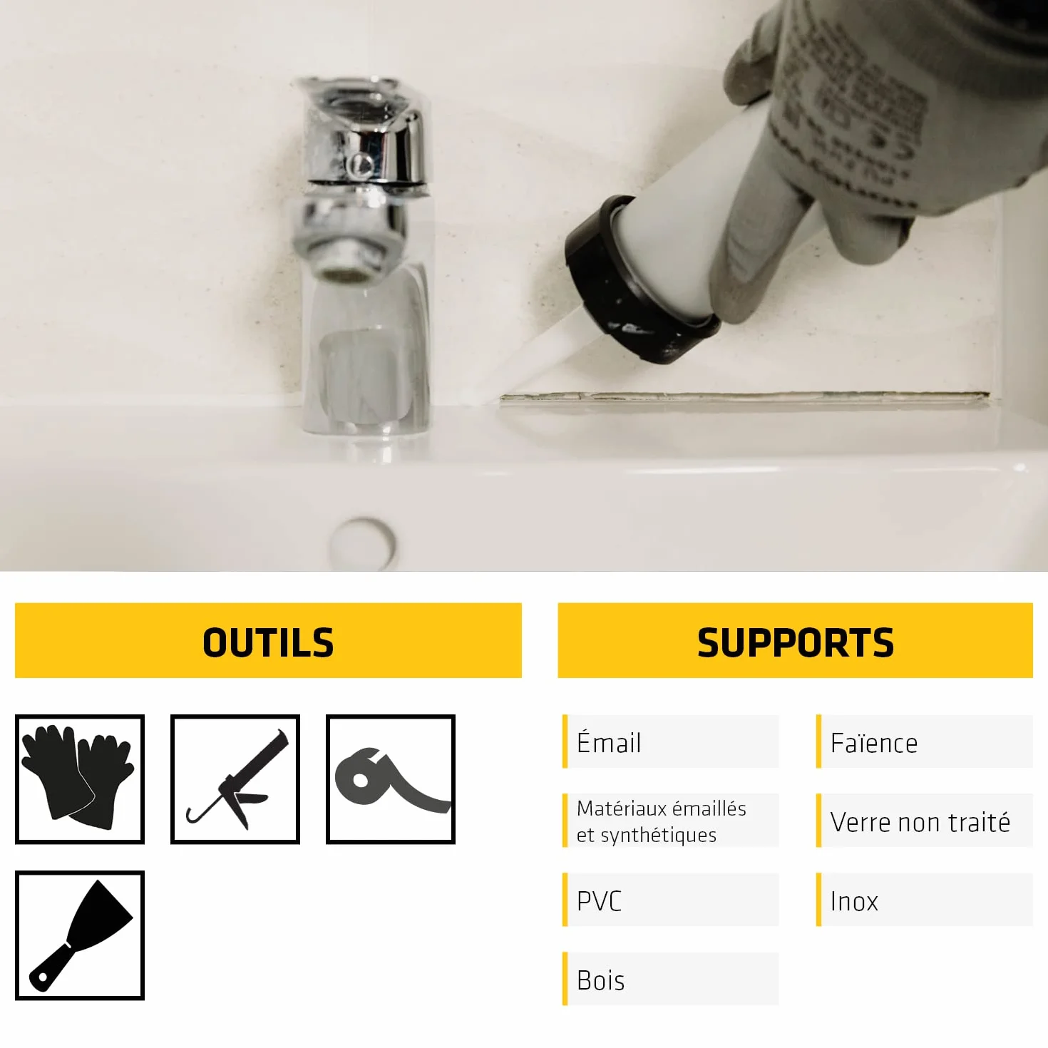 SIKA - Mastic Cuisine & Salle de Bain Anti-Moisissures - SikaSeal 108 Sanitaire Transparent - Joints silicone sanitaire longue durabilité sur multi-supports -Idéal pour travaux de plomberie - 300ml