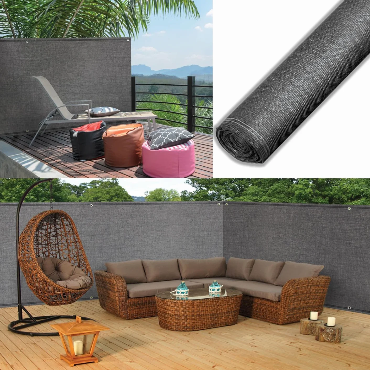 Brise Vue renforcé 1,2 x 10 M Gris 220 GR/m² Luxe Pro