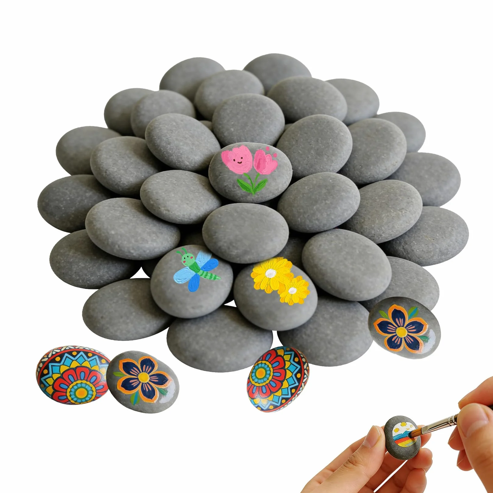 Pierres à peindre naturelles 1-3 cm lot de 50 galets lisses décoratifs DIY peinture