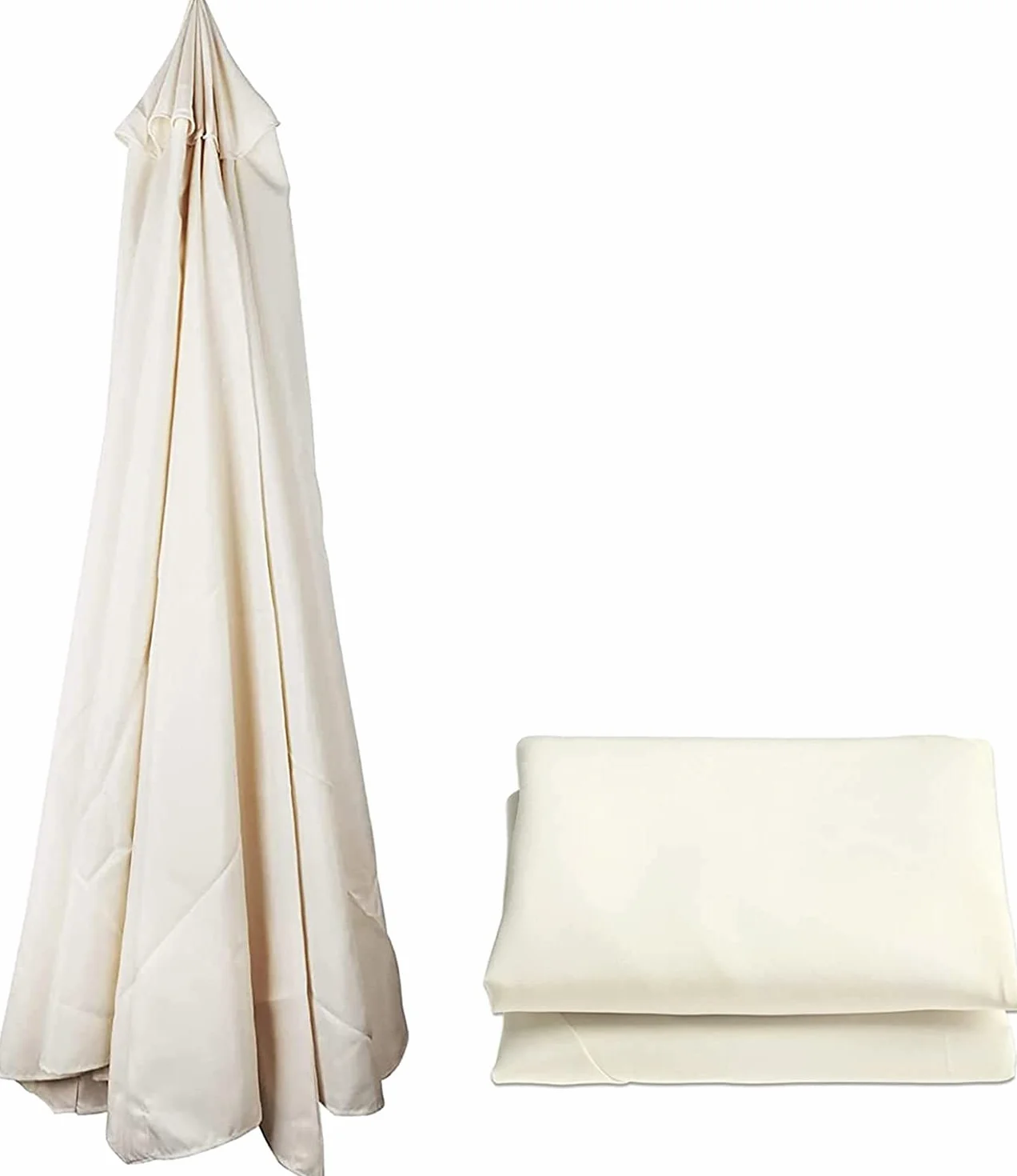 Tissu Parasol 8 Baleines 3 Mètres Crème - Rechange Remplacement Tiges Terrasse