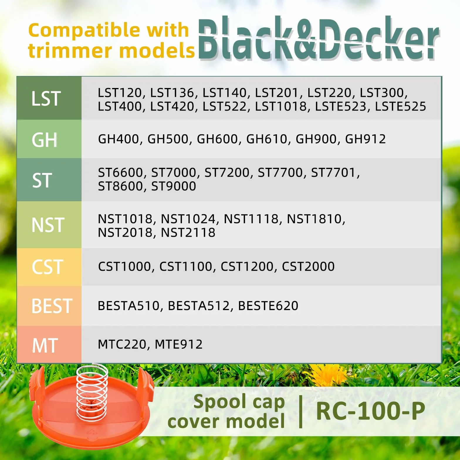Black et Decker Bobine Fil Coupe Bordure 6 Pièces Ø1.65mm 10m Rechange