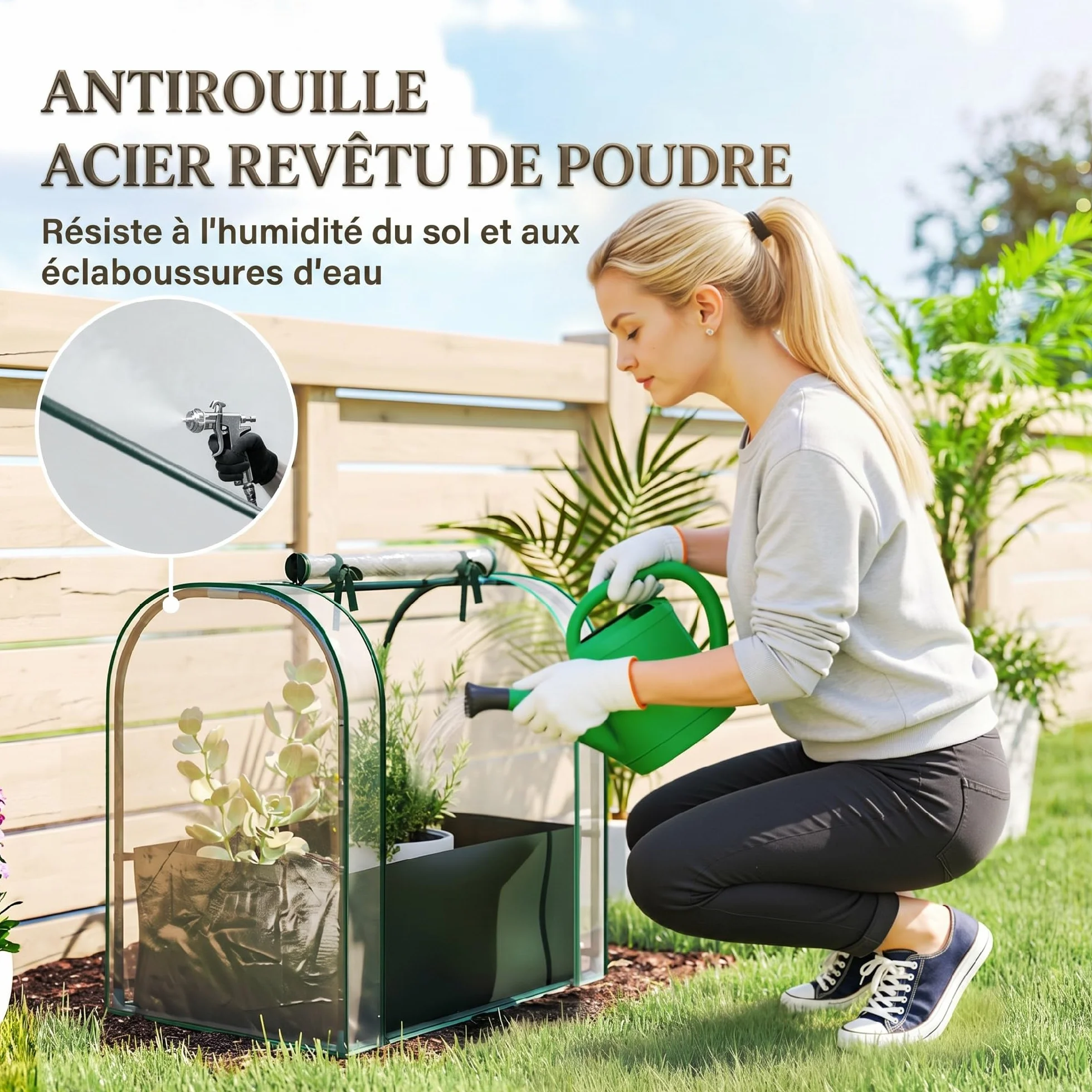 Outsunny Mini Serre de Jardin 68 x 50 x 70 cm, avec Sac de Plantation, Porte Enroulable, Vert foncé