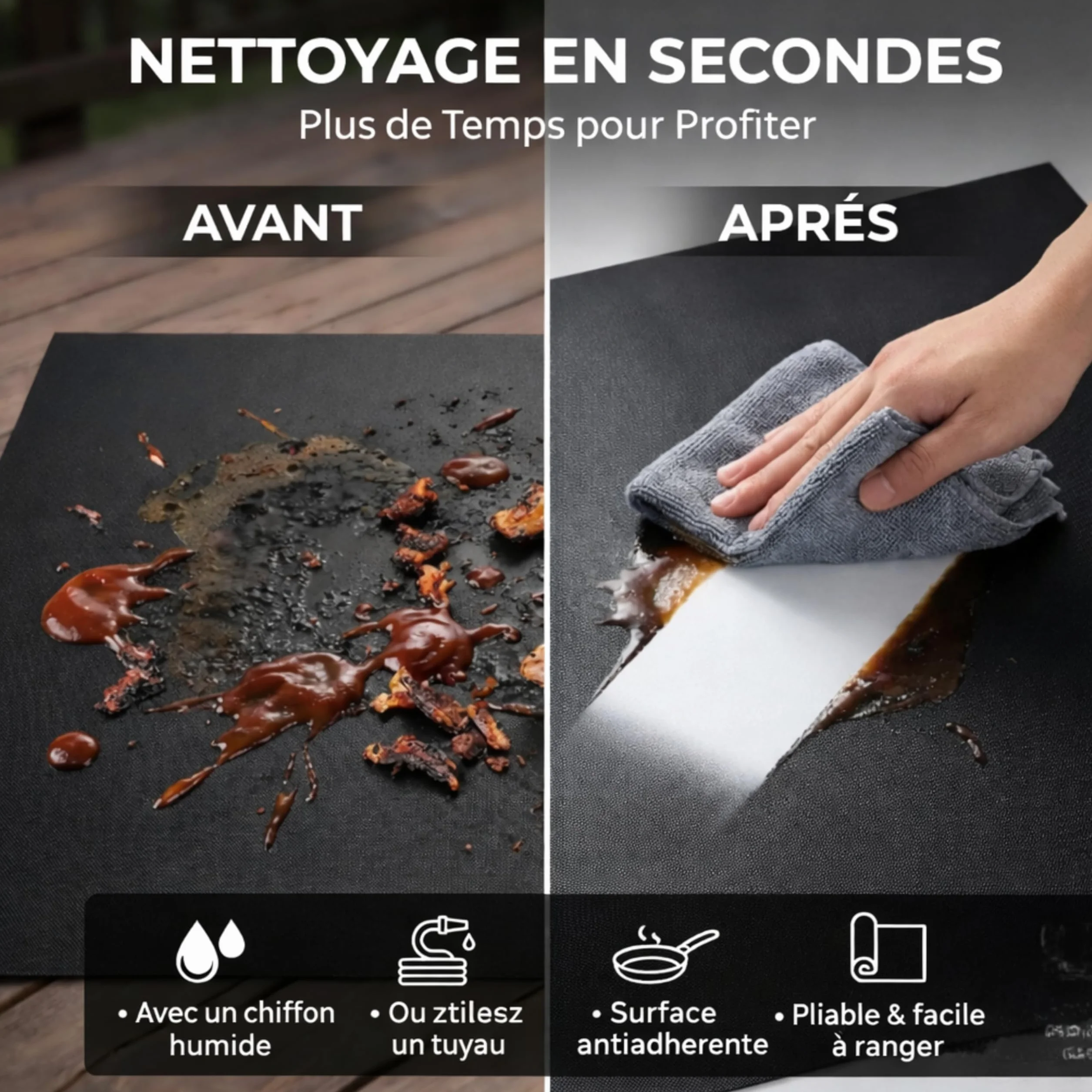Tapis ignifuge résistant au feu 100 x 60 cm Protection de sol pour barbecue