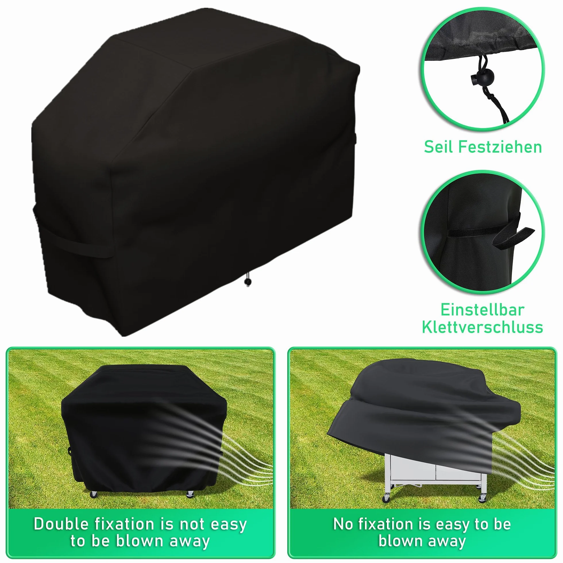 Housse Barbecue 210D Oxford Protection BBQ à Gaz Couverture Anti-Vent Anti-UV Anti-eau