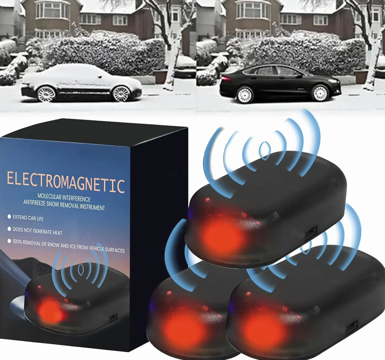 Dispositif de Déneigement Anti-Givre Électromagnétique pour Voiture, 3 Pièces