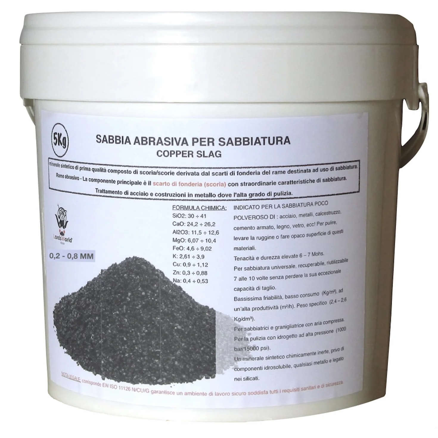 Scories de Cuivre Abrasif 5kg 0.2-0.8 mm Sable pour Sableuse Dureté Mohs 6-7 Réutilisable LordsWorld