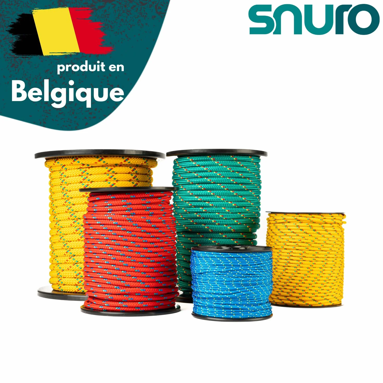 Corde en polypropylène (10mm, 50m, Jaune avec Rouge et Vert) - Corde tressée légère et Polyvalente pour l'extérieur, la Survie et Le Jardin - Pas pour l'escalade! - Charge de Rupture 1326kg