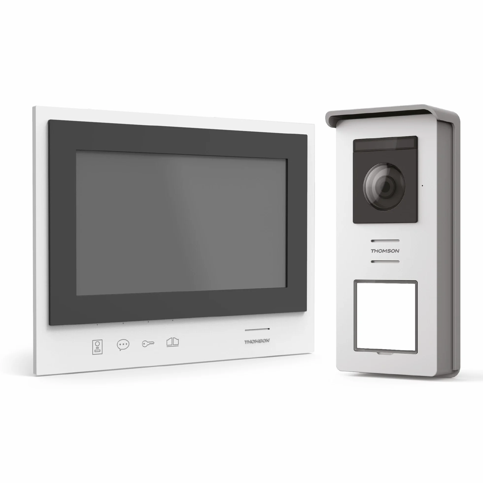 THOMSON Visiophone sans Fil HD Écran 7'' Portée 350m SD 8 Go Vision Nocturne IR Double Commande Portillon/Portail
