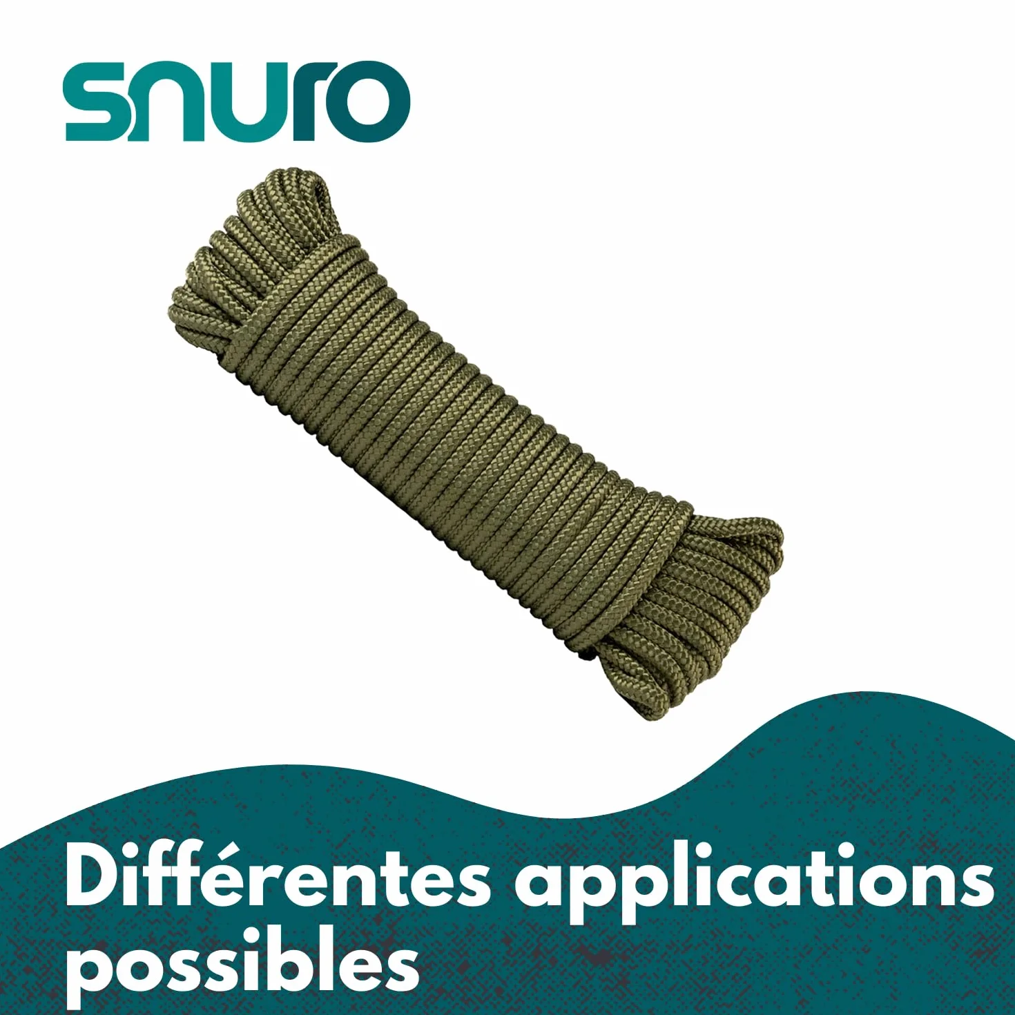 Corde Polyester (6mm, 20m, Vert Militaire) - Polyester tressé - Solide, résistant aux intempéries et Polyvalent - Charge de Rupture 602kg
