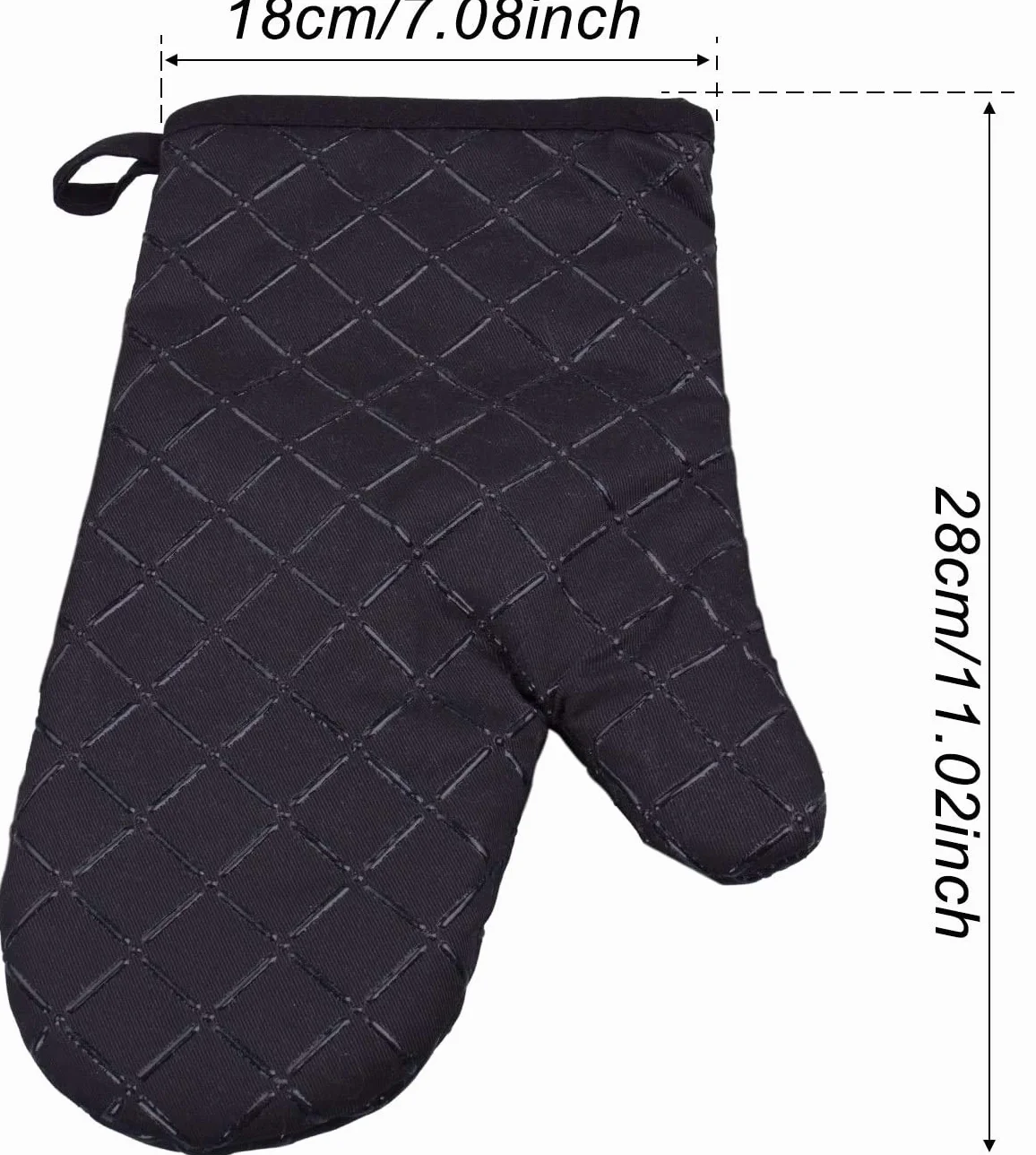 Comius Sharp Gant de Cuisine Antidérapant 1 Paire Chaleur Résistants Coton Maniques Gants pour Cuisiner Barbecue Grill Cuisson Noir