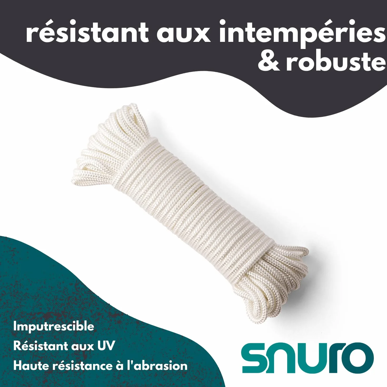 Corde Nylon Tressée (4 mm, 20 m) - Corde en Polyamide Blanc Solide Résistante à l'usure - Paracorde Solide - Résistance à la Rupture 275kg