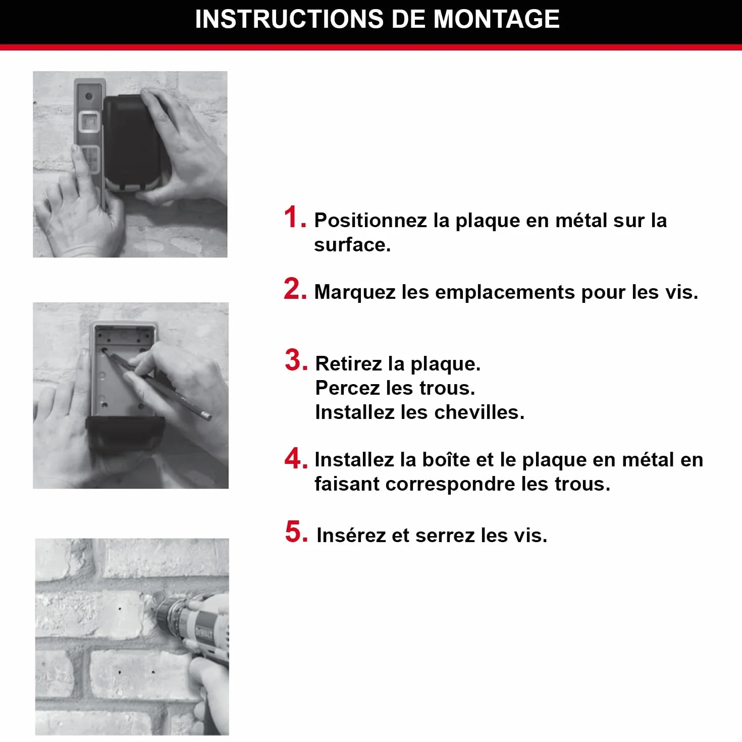 MASTER LOCK Boite à clés sécurisée rétroéclairée Medium Fixation murale