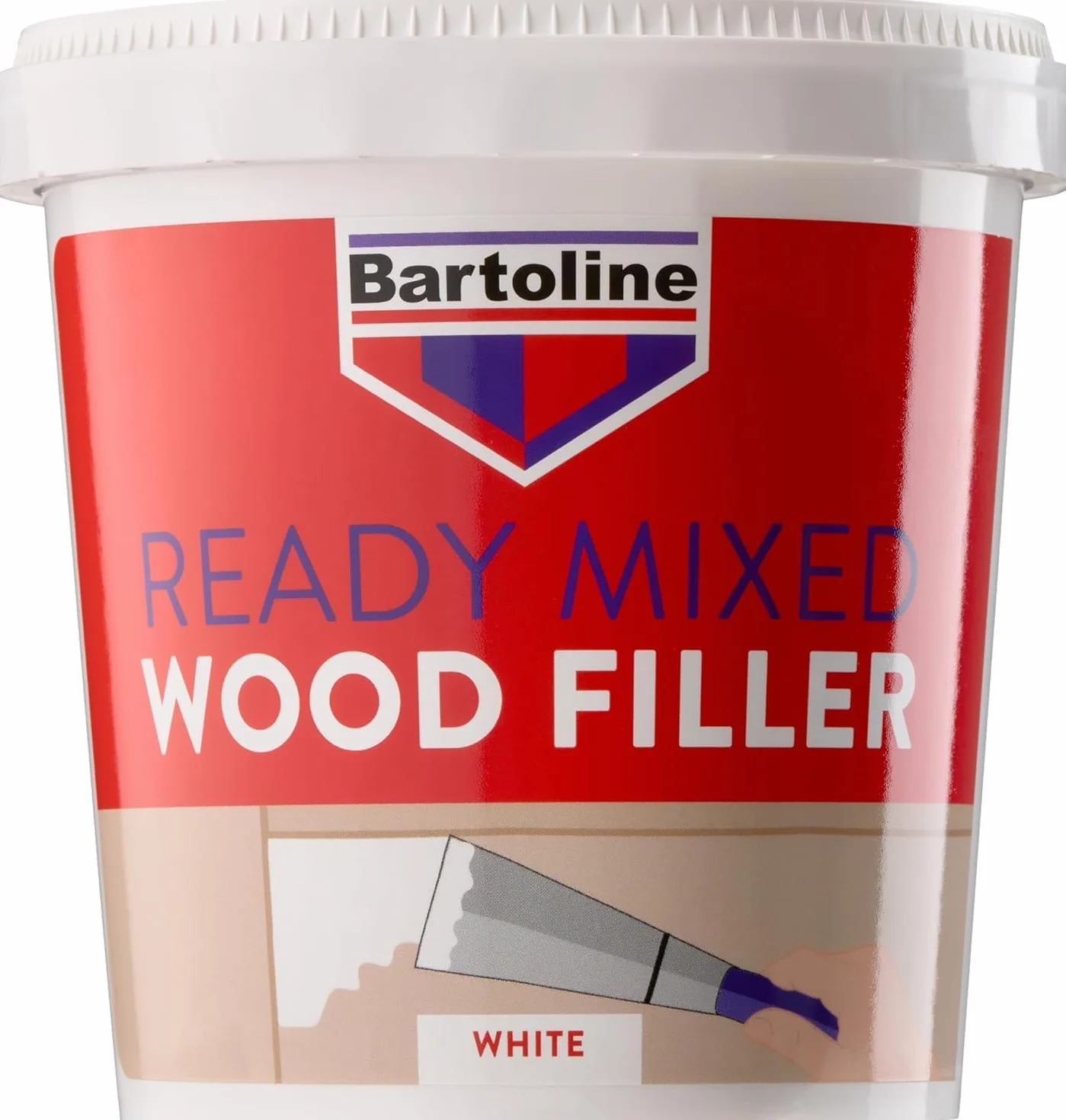 Bartoline Ready Mixed Wood Filler White 1 kg, Mastic Durable et Facile à Utiliser pour Les Réparations de Bois à l'Intérieur et à l'Extérieur