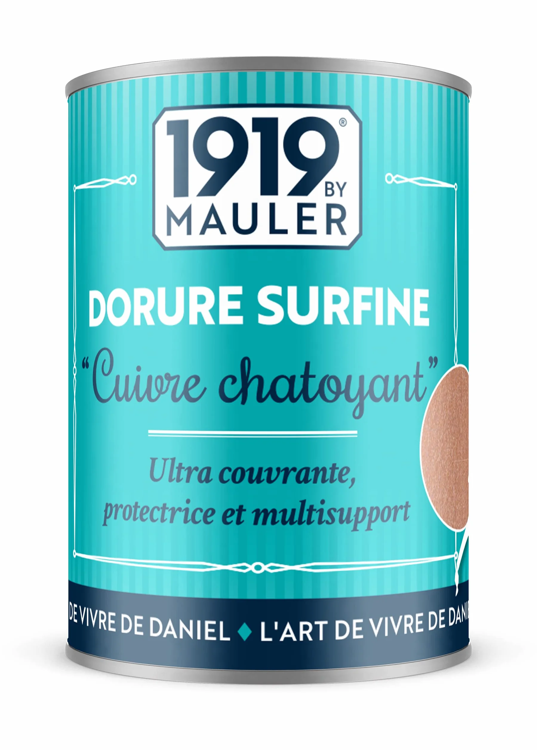 1919 BY MAULER - Peinture « DORURE SURFINE » - Cuivre - 0,125L - Multisupports intérieur et extérieur (bois, métal, PVC, support peint) : effet métal véritables pigments métalliques