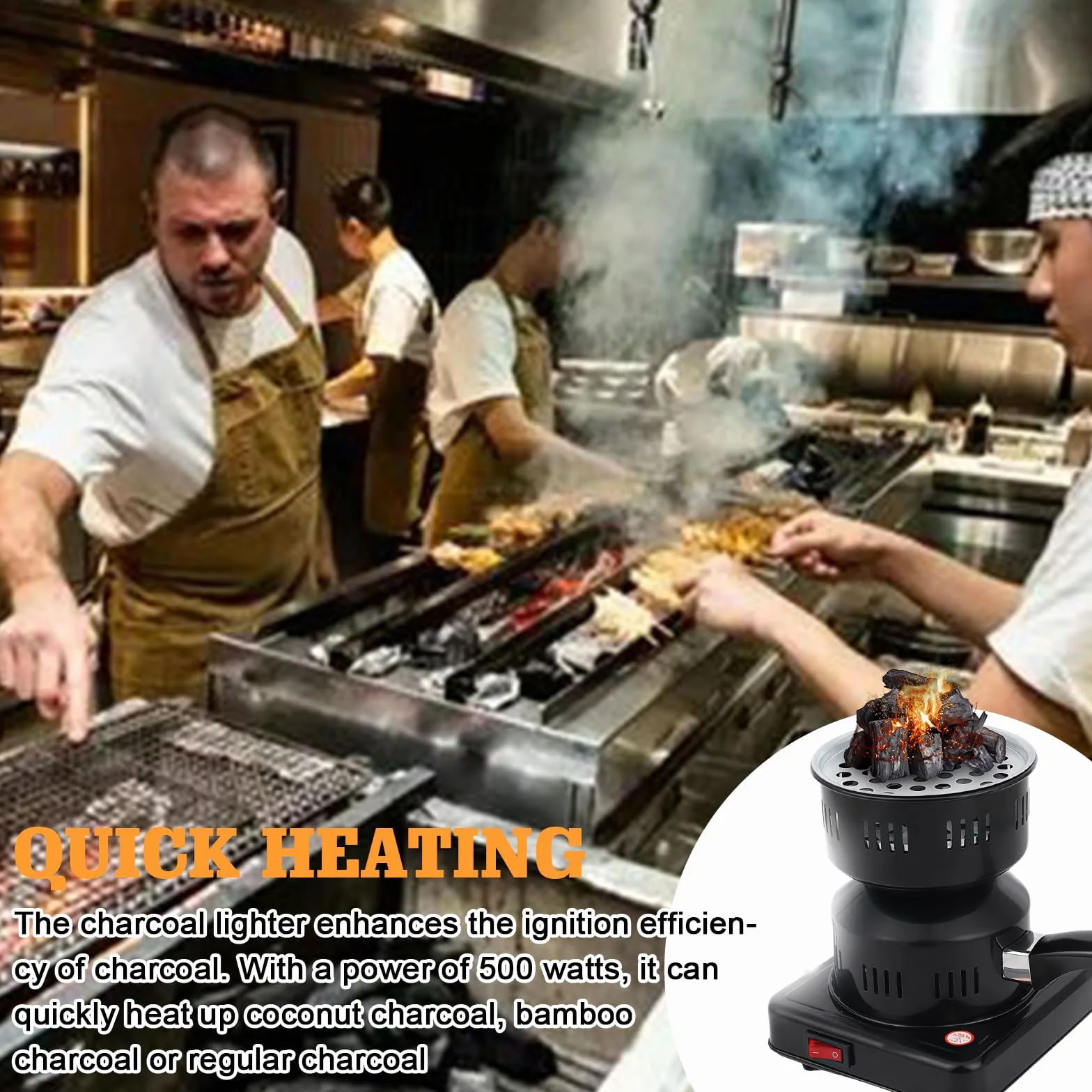 Allume-Charbon Électrique 500 W, Barbecue À Charbon, Brûleur À Charbon pour Cuisine et Camping