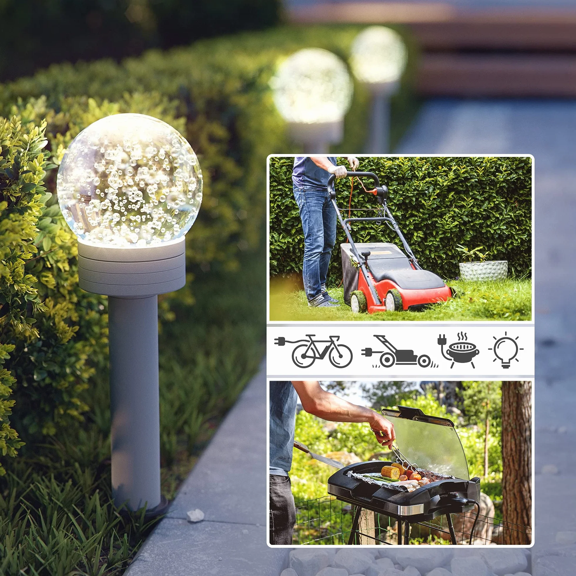 ledscom.de Colonne de Prises de Courant de Jardin PORU IP44 Acier Inoxydable Noir 27 cm