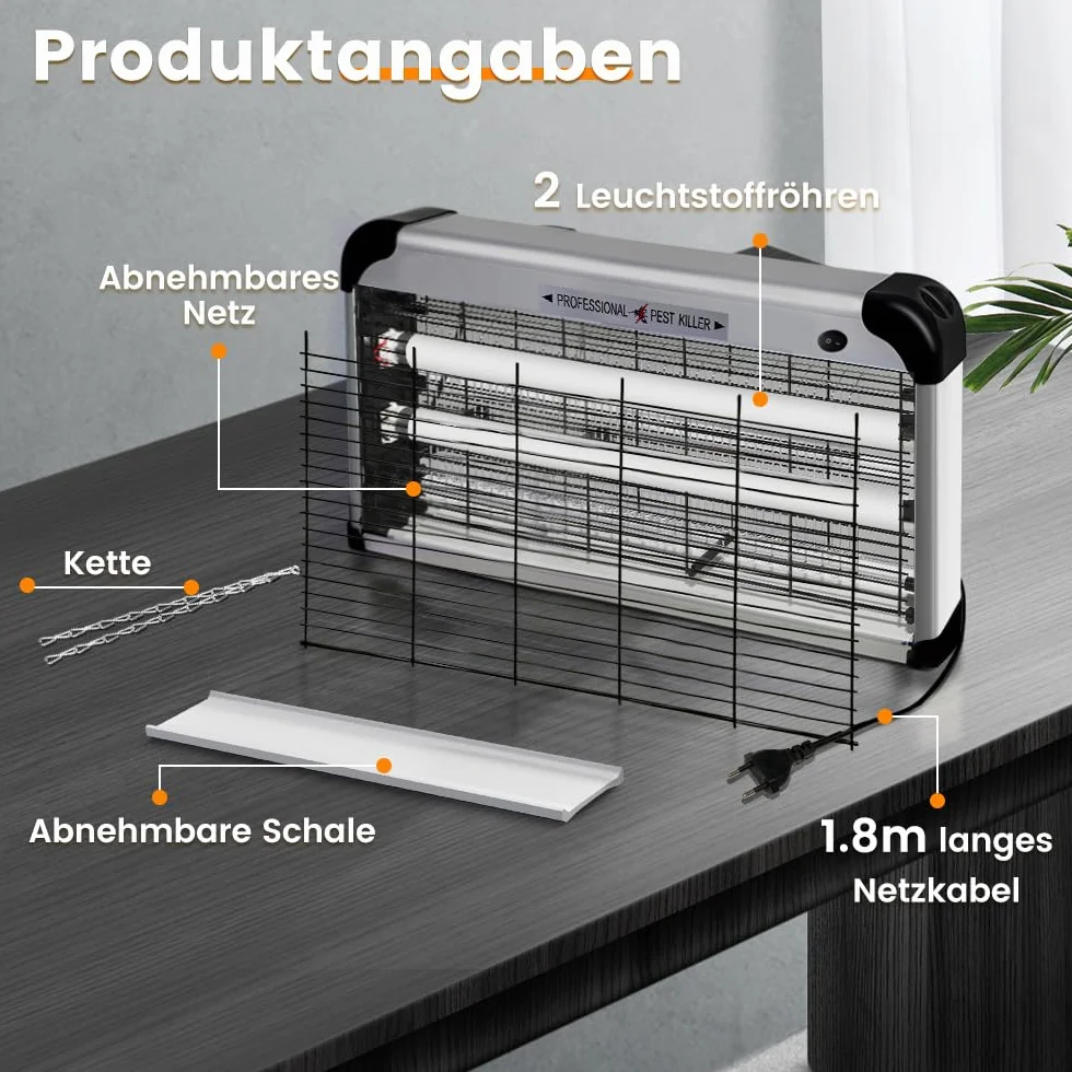 Lampe Anti Moustique Exterieur 3500V Tue Mouche Electrique UV 30W Grille de Securite