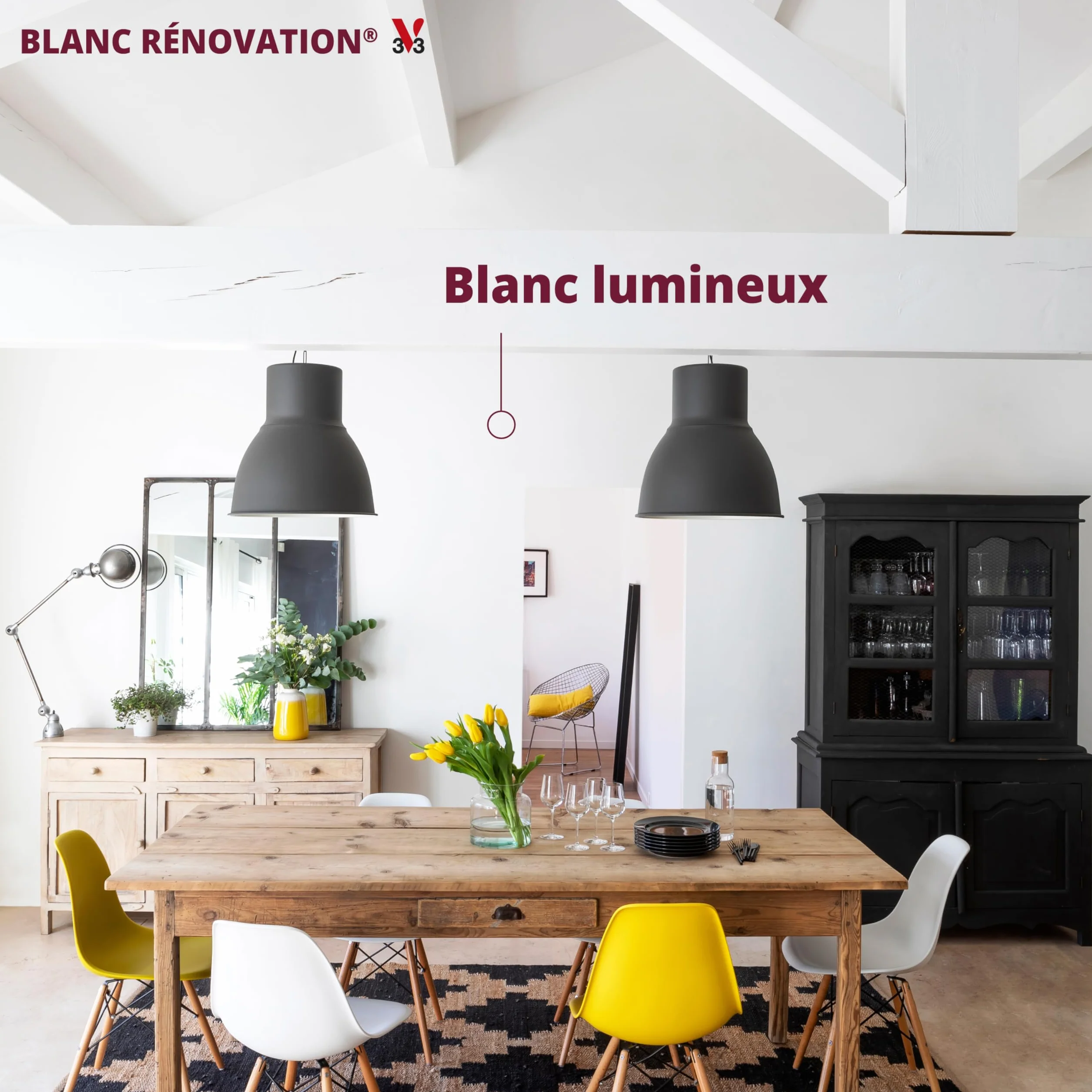 V33 Peinture blanche mur et plafond mat - multi-supports - monocouche - BLANC RENOVATION®, 5L