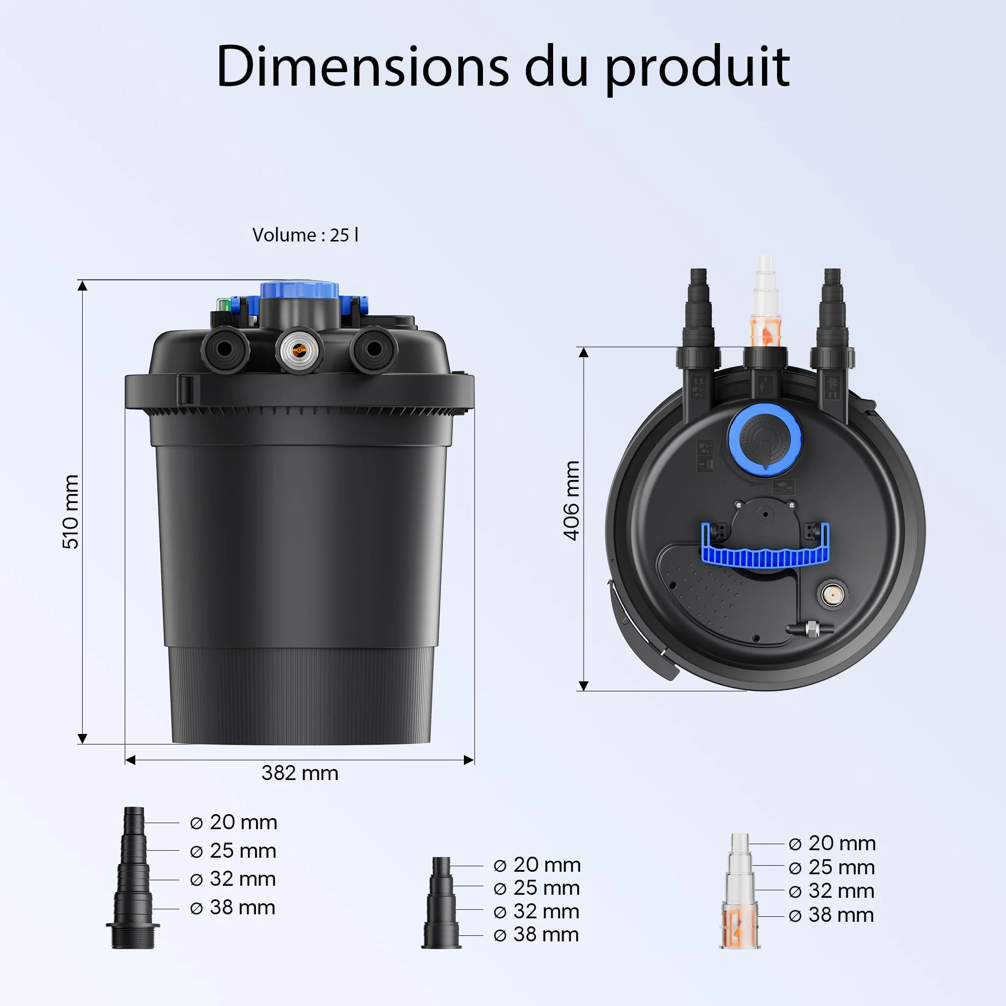 SunSun CPF-250 Filtre de bassin à pression 10000 L 11W UV NEO3800 SuperEco pompe 3600l/h 20W 5m Tuyau 38mm