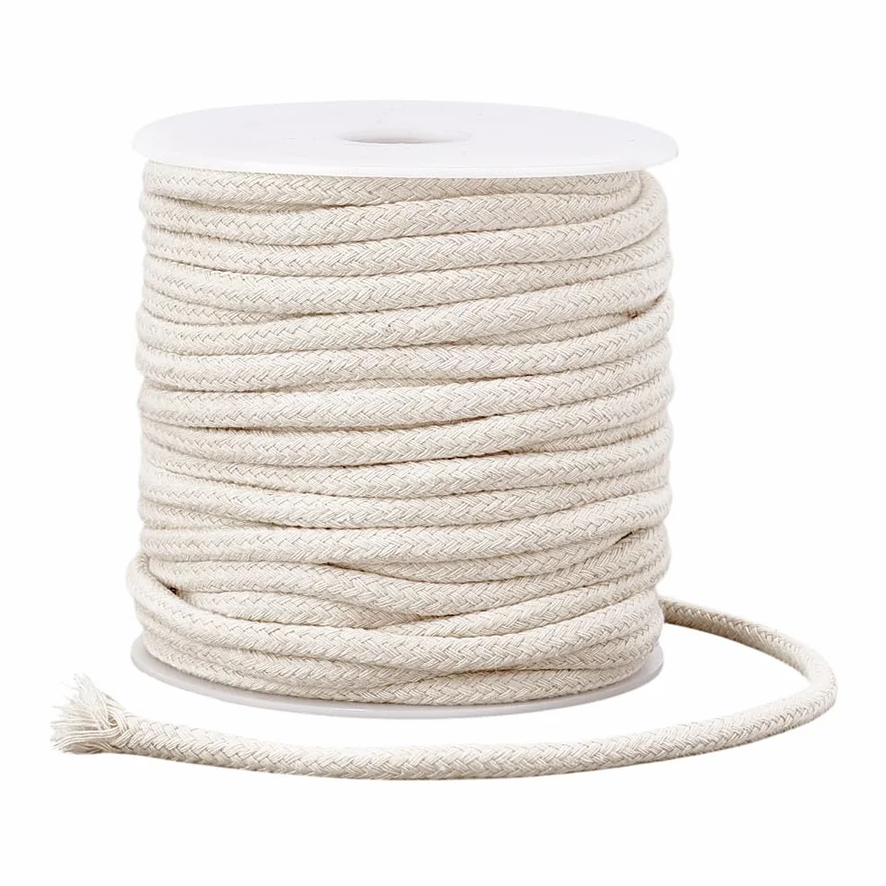 PH PandaHall 25m Corde Macramé 5mm Corde en Coton pour Macramé Cordon de Serrage Corde Decorative Cordon Passepoil Naturel Corde Coton pour Couture Coussin Décoratif Emballage Jardinage