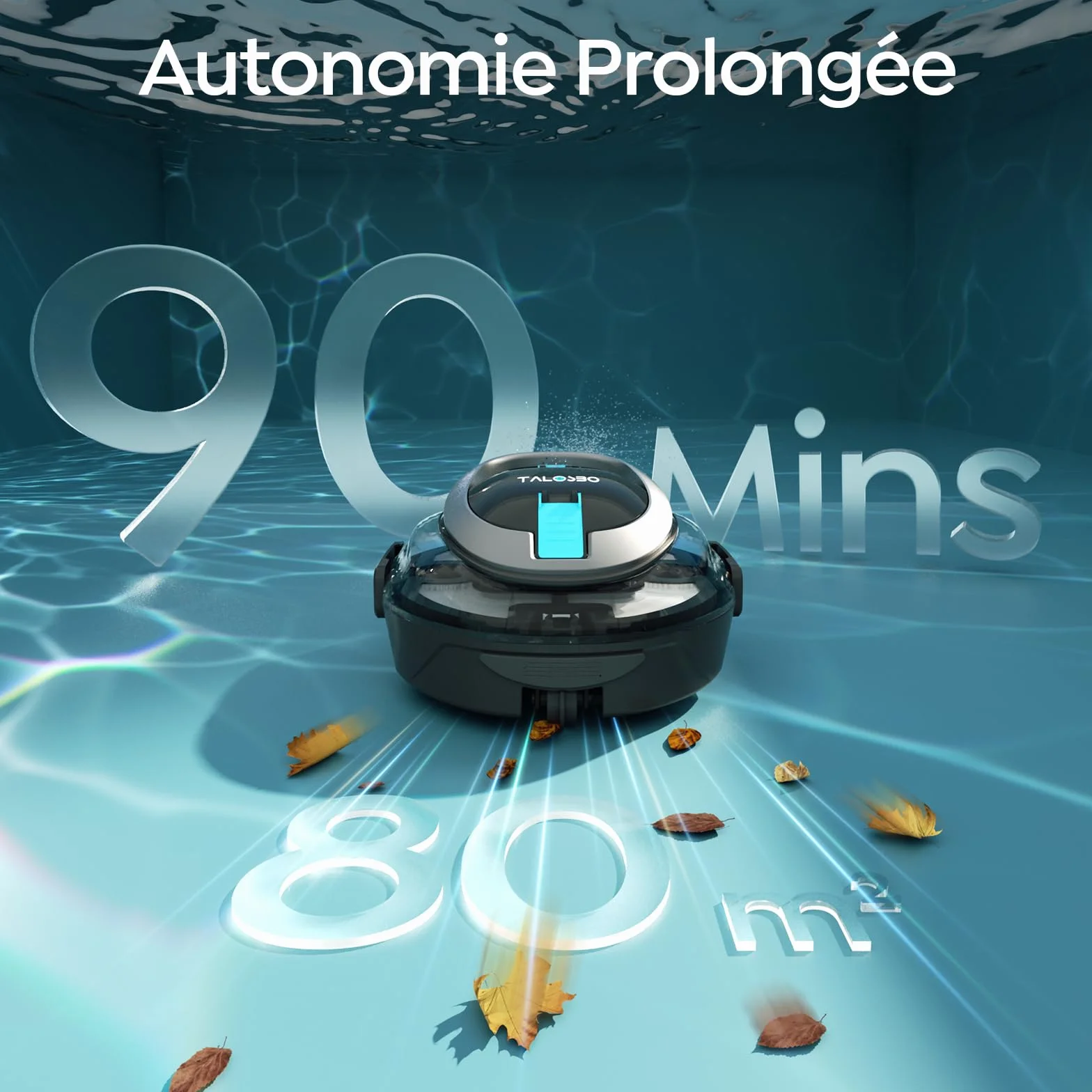 TALOSBO S2 Robot Piscine sans Fil, Double Filtration, 90 Min Autonomie, Nettoyeur Compact, pour Piscines Hors Sol 85 m²