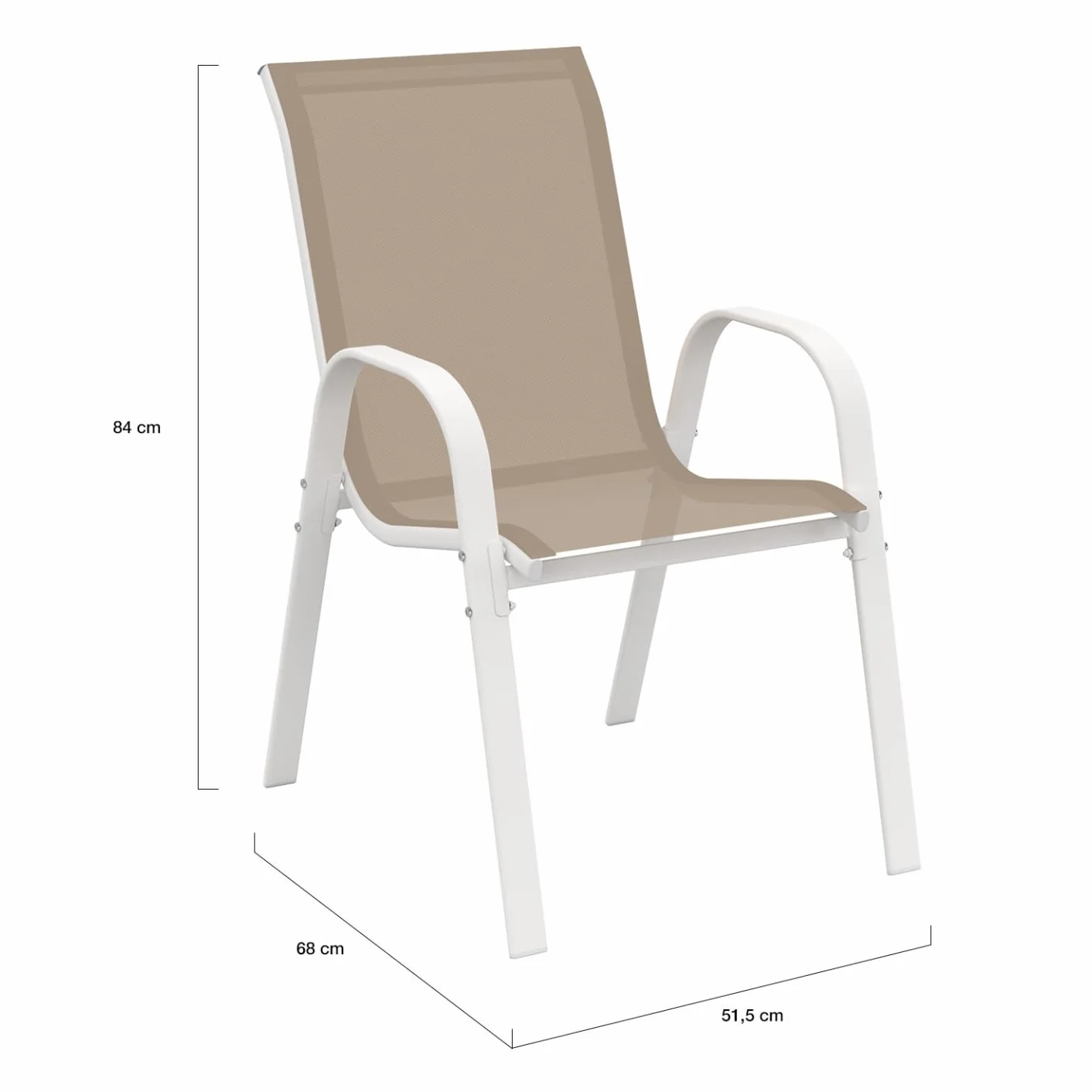 IDMarket Salon de Jardin Madrid Table 150 cm 6 Chaises Empilables Blanc Beige