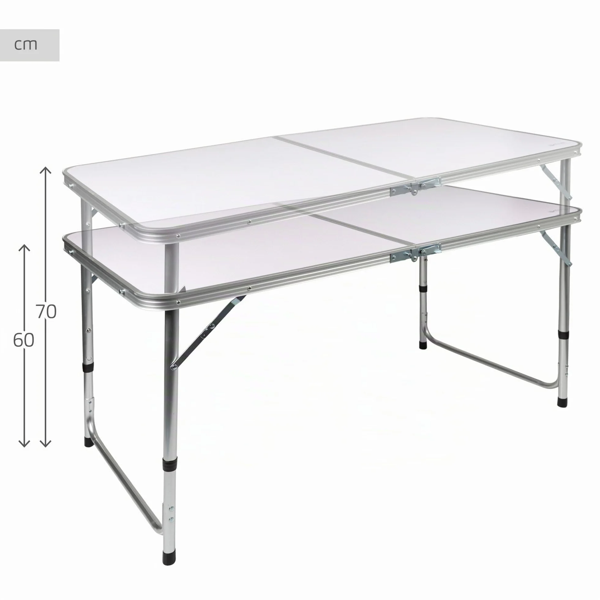 AKTIVE Table Pliante de Camping avec 4 Tabourets et Poignée de Transport, Blanc et Bleu
