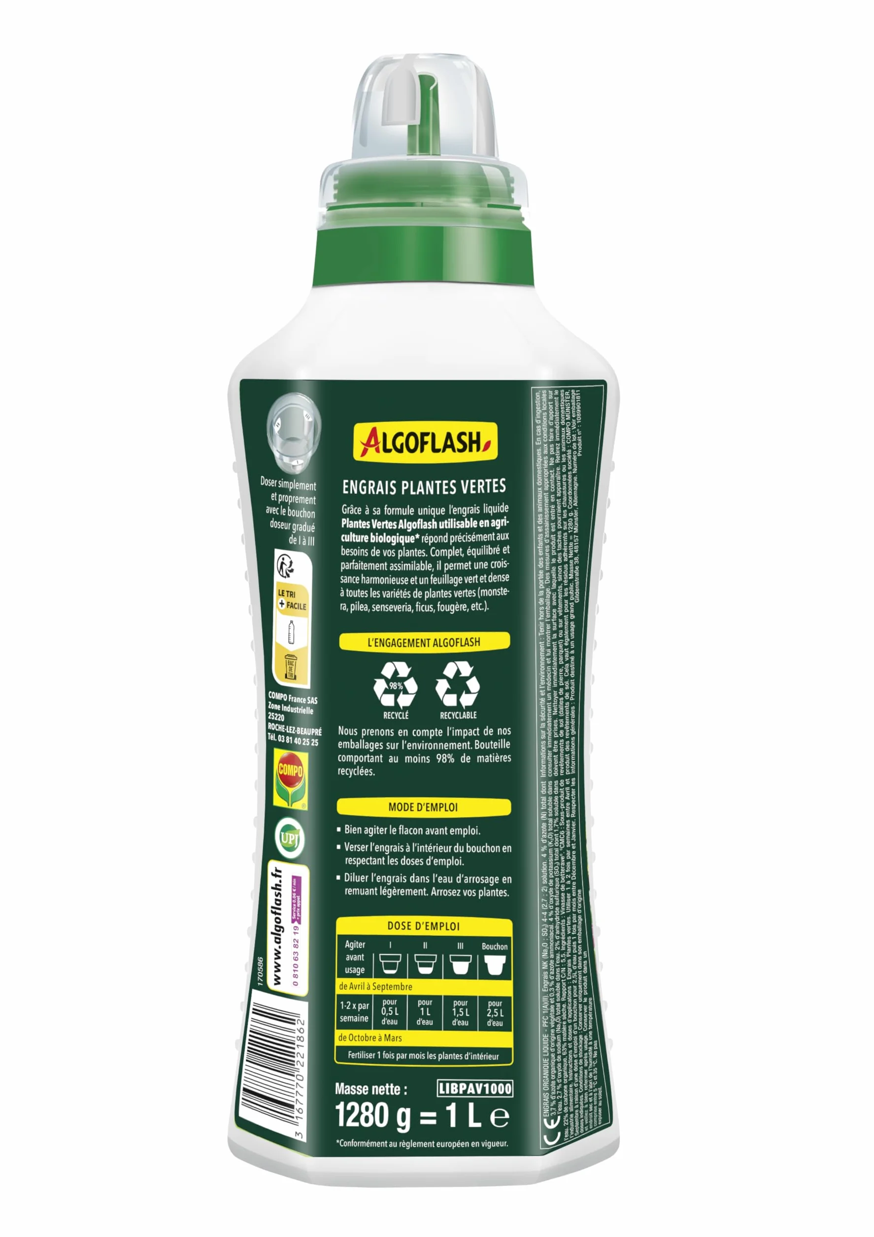 Algoflash Engrais Liquide Plantes Vertes 1 L Agriculture Biologique
