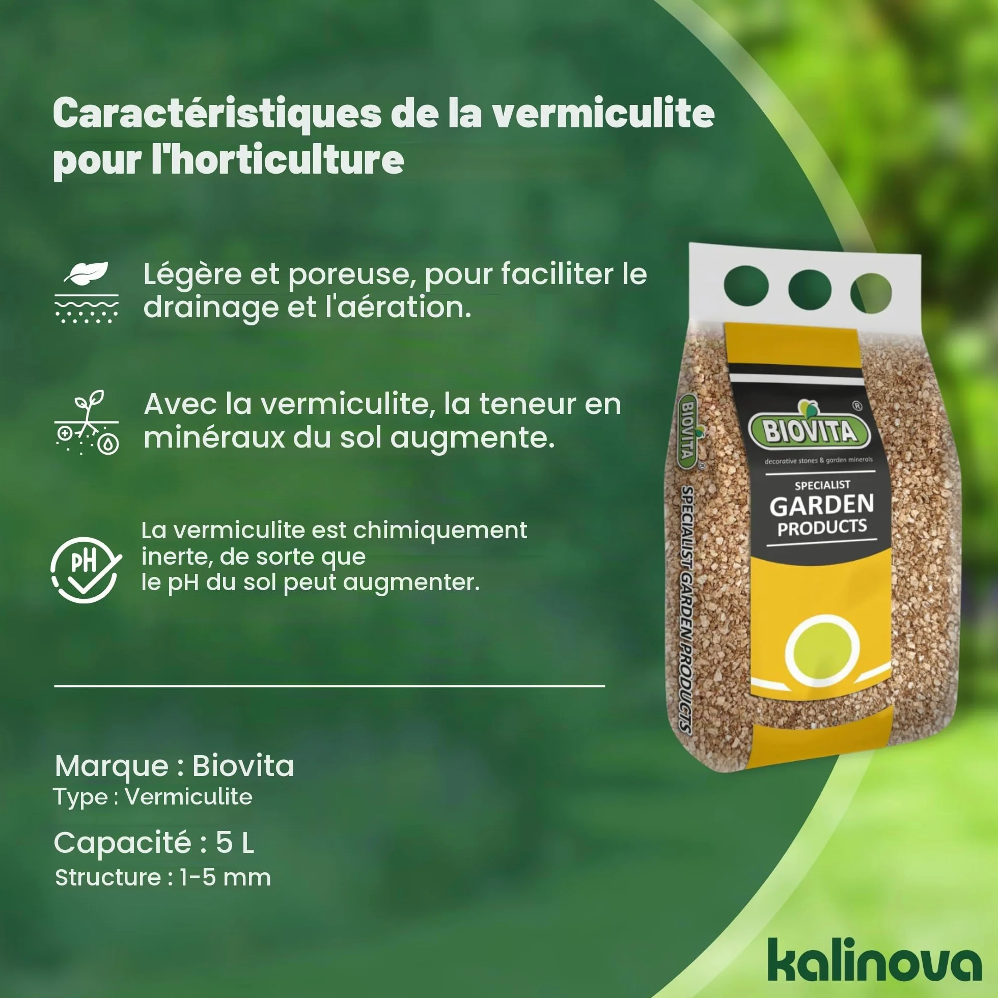 Vermiculite horticulturale fine 5 l pH neutre germination croissance plantes champignons animaux terrarium