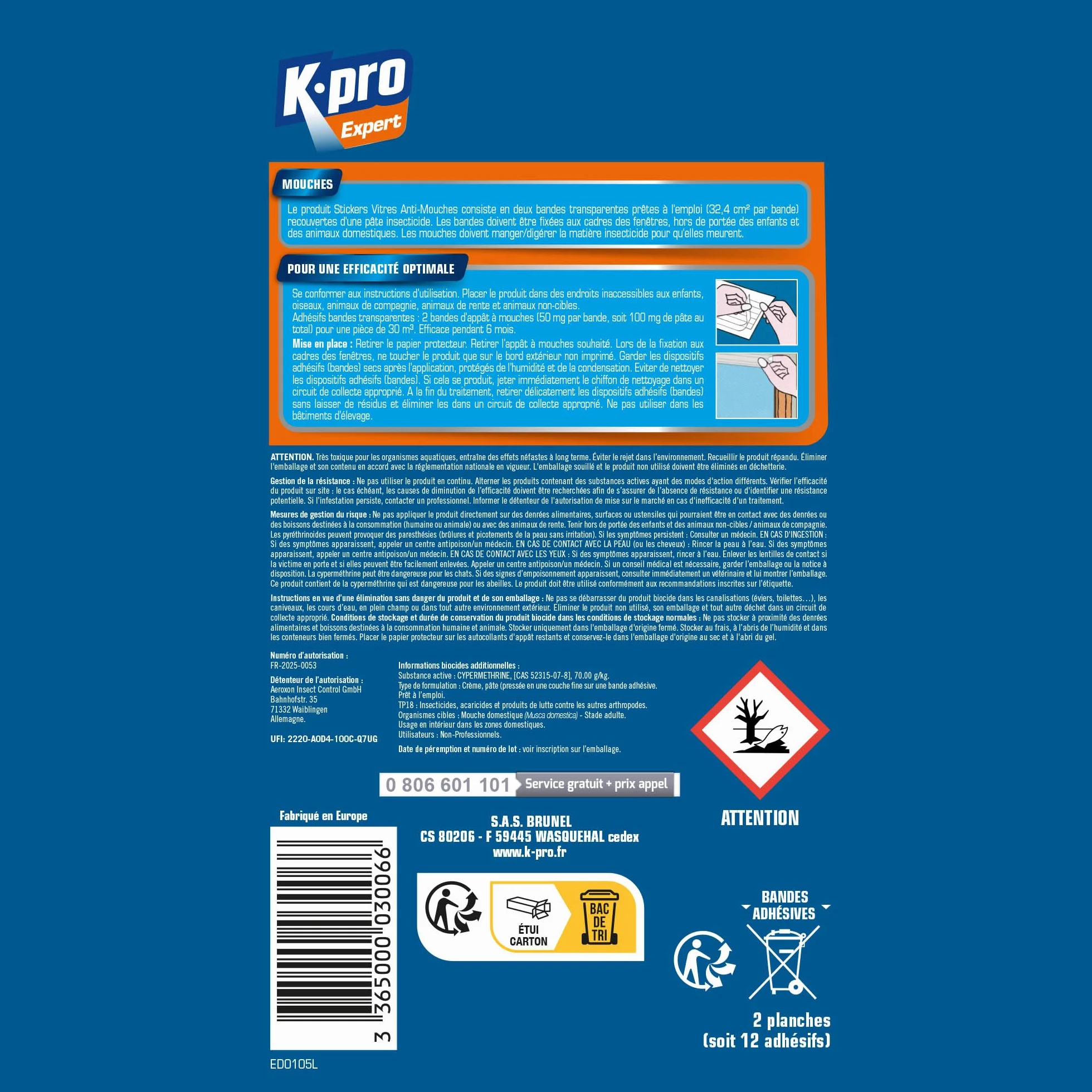 K.PRO Bandes anti-mouches transparentes lot 12, attire élimine mouches moucherons, efficace 6 mois intérieur