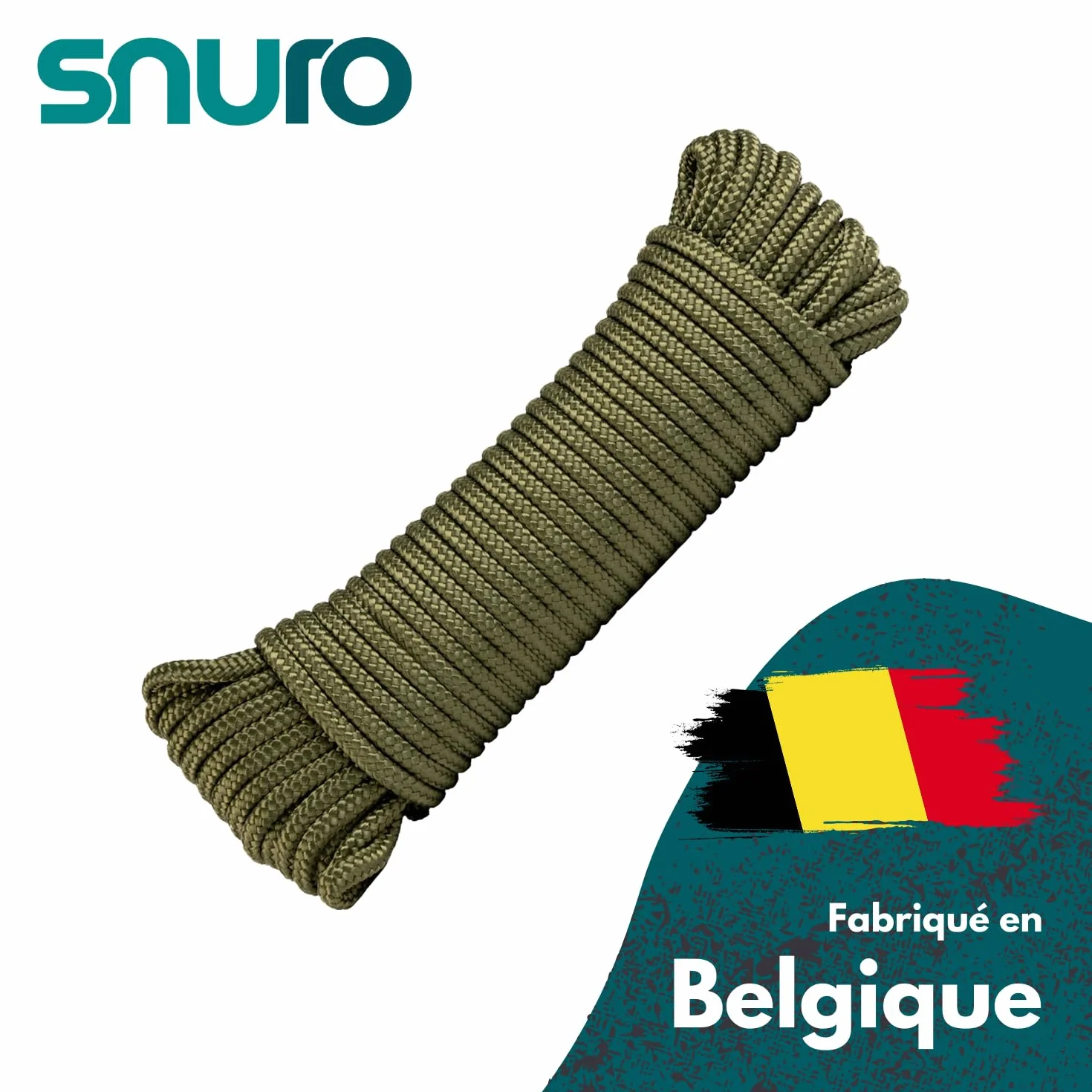 Corde Polyester (6mm, 20m, Vert Militaire) - Polyester tressé - Solide, résistant aux intempéries et Polyvalent - Charge de Rupture 602kg