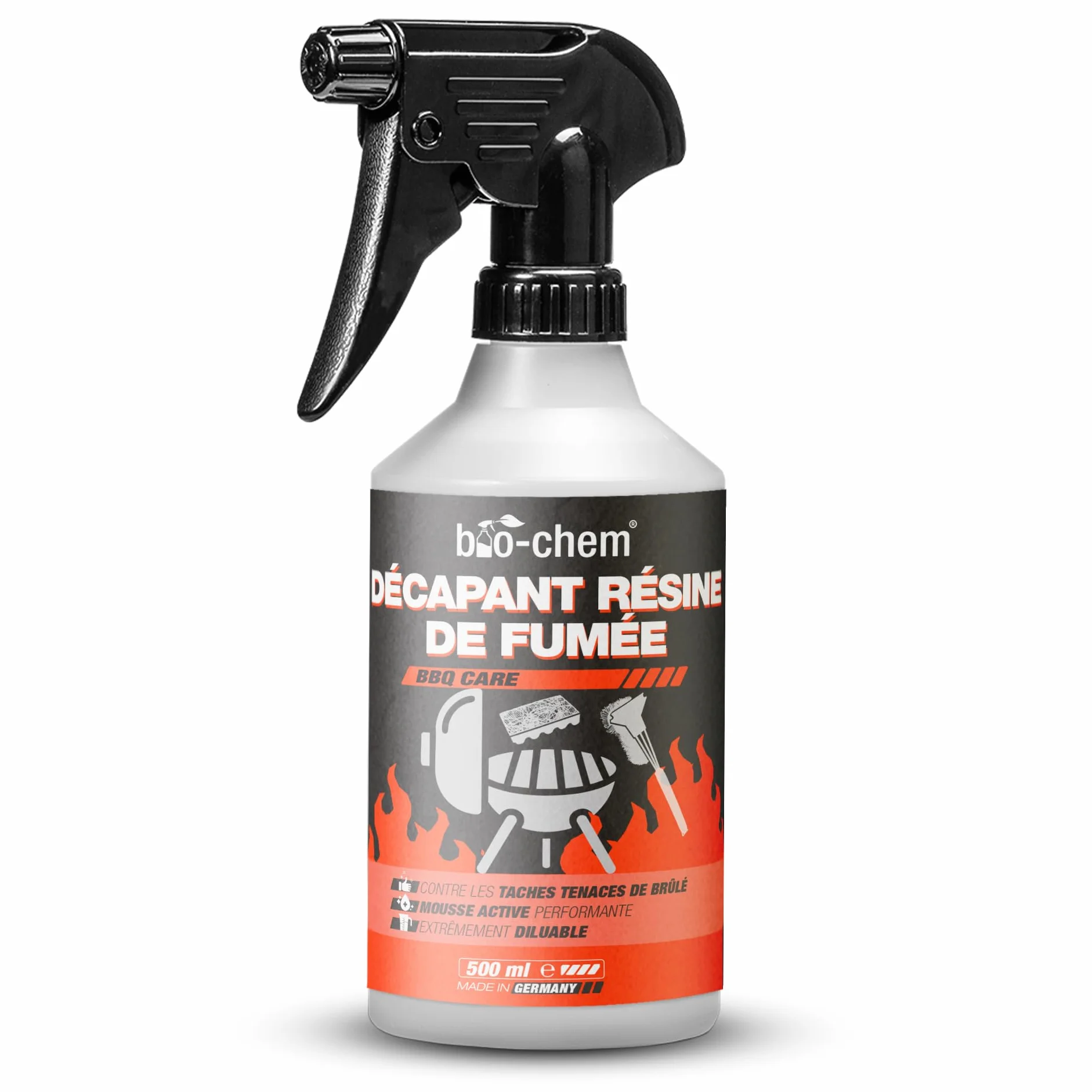 Bio-Chem Décapant résine de fumée 0,5L Nettoyant dégraissant 2 en 1 Vaporisateur pour Grill et Barbecue