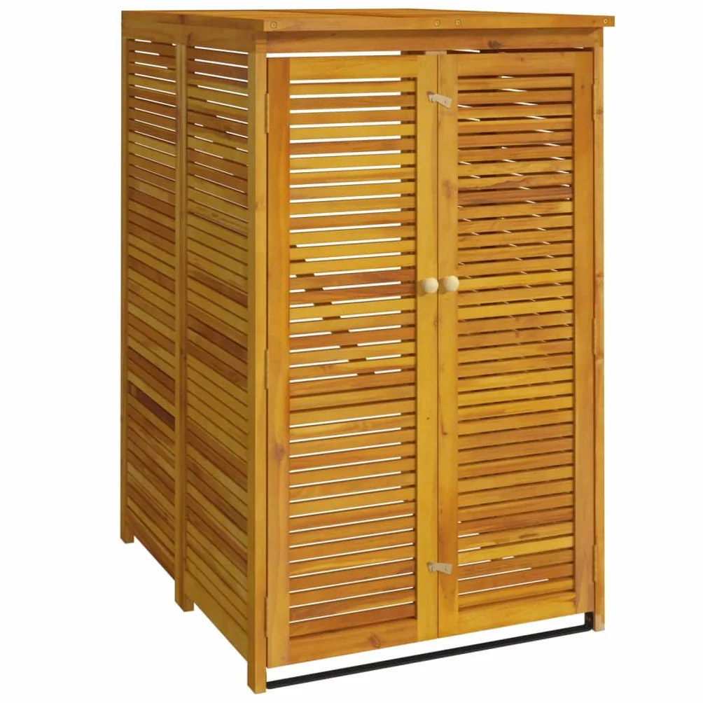 Cabanon à poubelle simple bois massif d acacia 70x89x117 cm