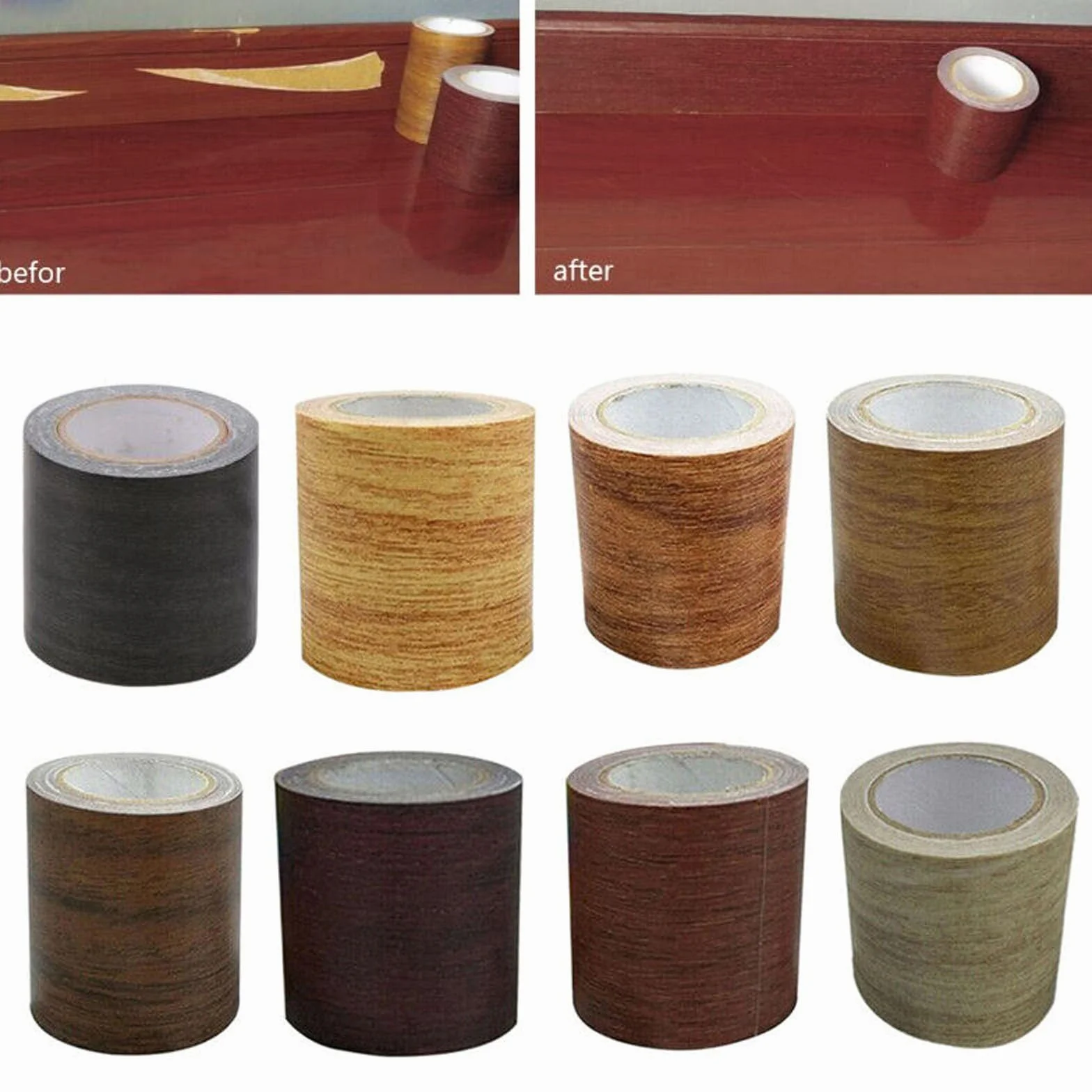Ruban adhésif aspect bois, 5,37 cm (l) x 4,57 m (L) - Film adhésif aspect bois PE+ chêne rustique pour plinthes souples, portes, bordures, murs, papiers peints, meubles (1, C)
